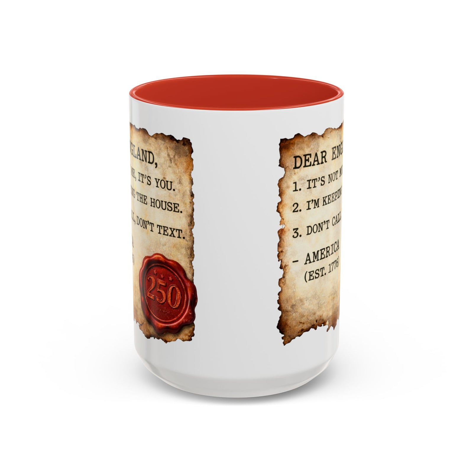 Walton & Johnson Dear England Funny 250th Anniversary Coffee Mug