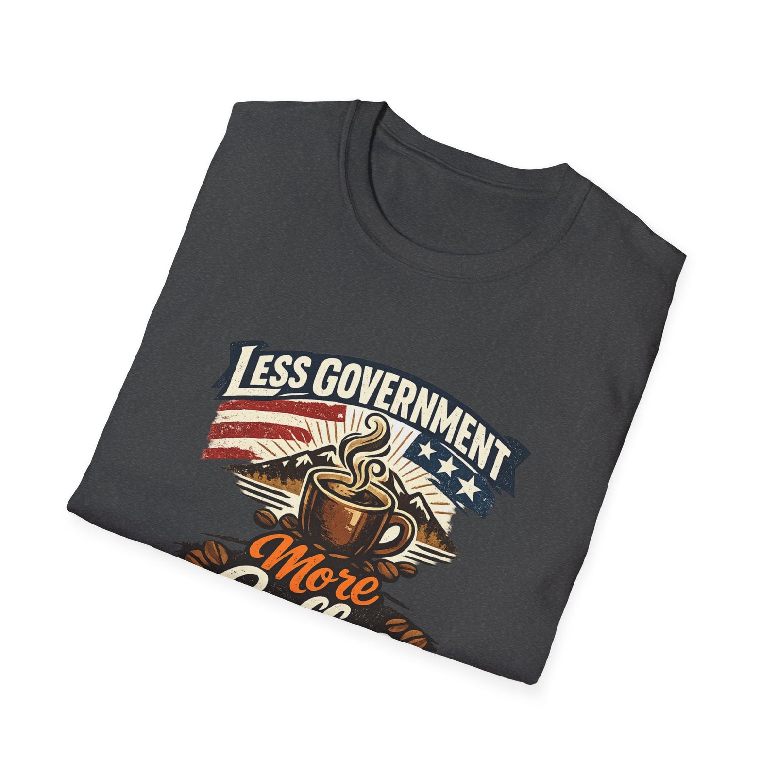 Less Government More Coffee T-Shirt — Patriotic Vintage Coffee Lover Tee