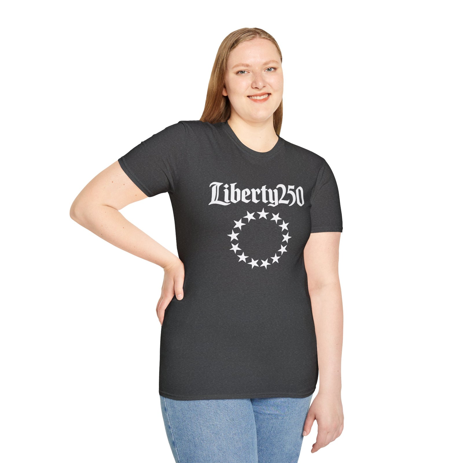 Liberty250 T-Shirt — Vintage Betsy Ross Star Circle Patriotic Tee