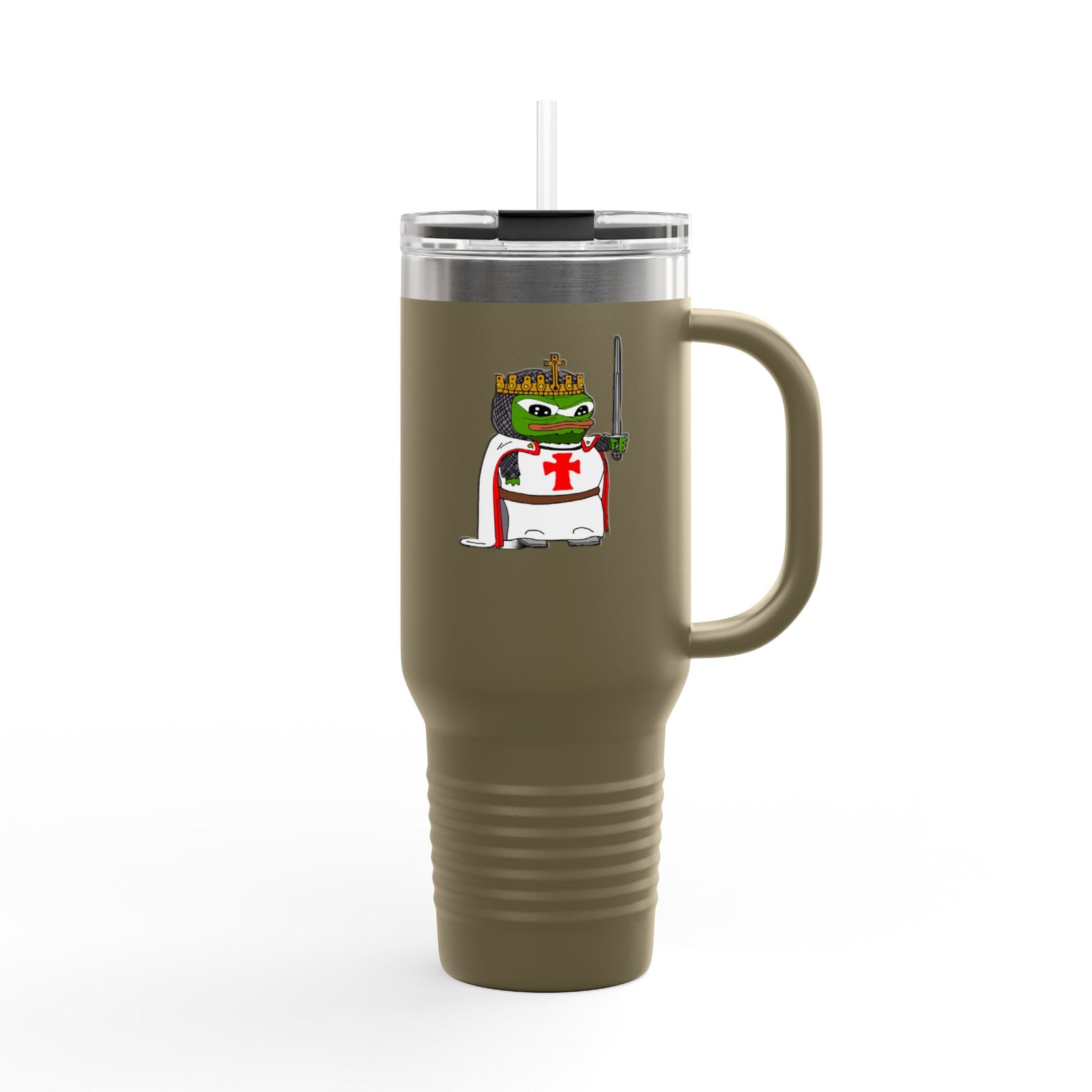 Crusader Pepe 40oz Tumbler - Deus Vult Insulated Travel Mug