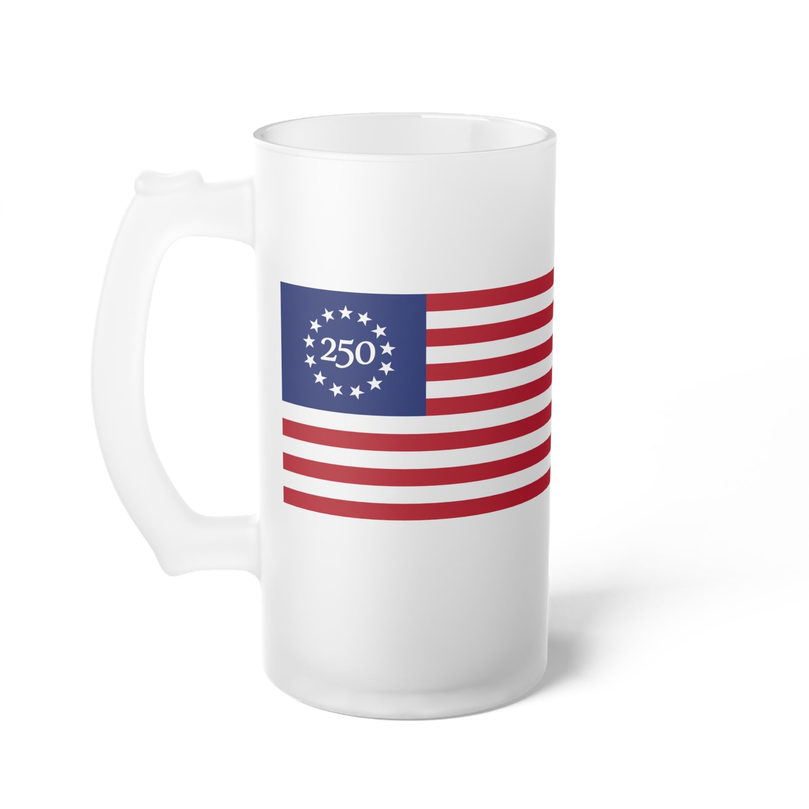 Frosted Beer Mug – 250th Anniversary Betsy Ross Flag Design
