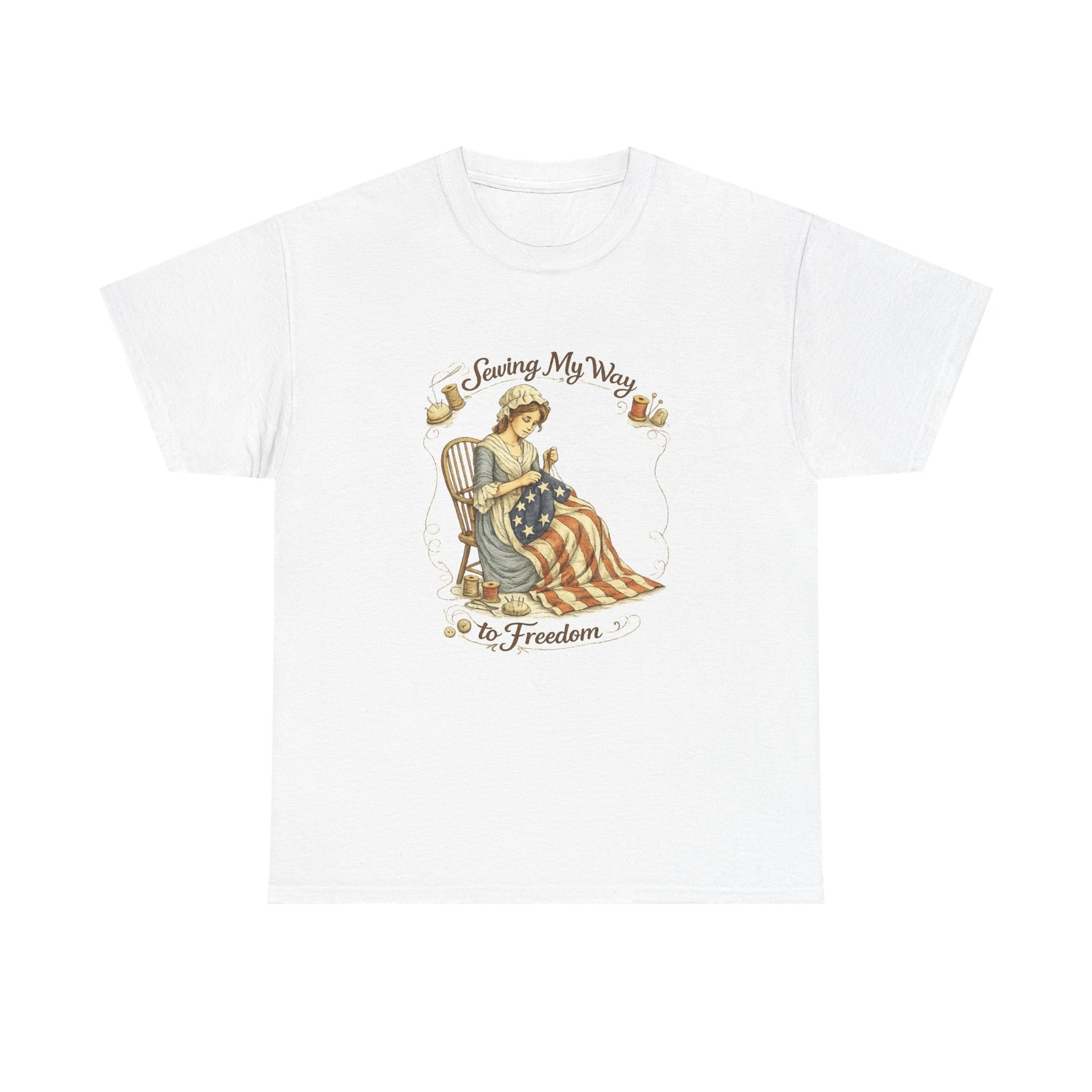 Patriotic 'Sewing My Way to Freedom' Tee