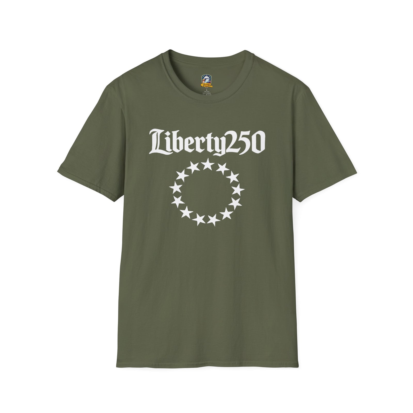 Liberty250 T-Shirt — Vintage Betsy Ross Star Circle Patriotic Tee