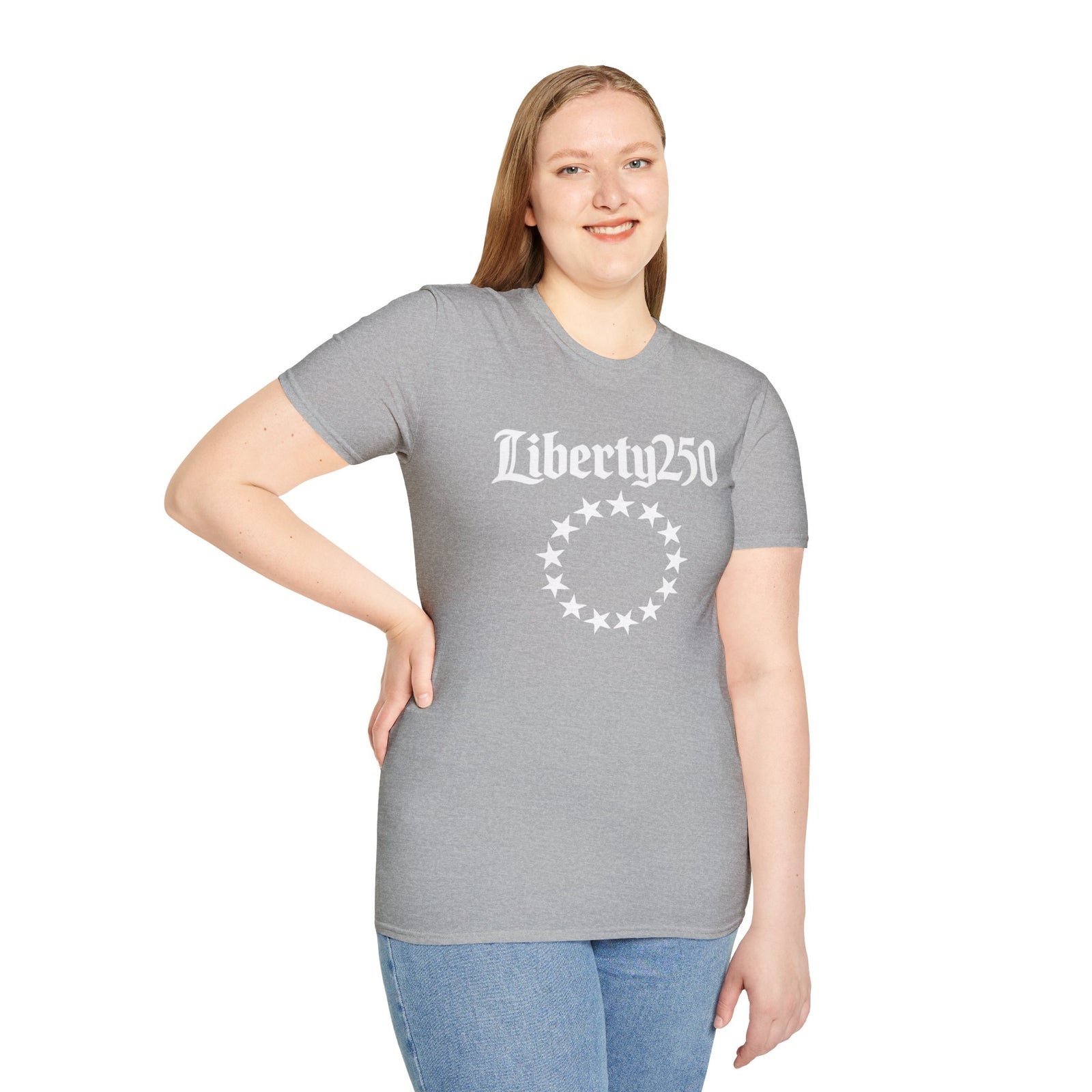 Liberty250 T-Shirt — Vintage Betsy Ross Star Circle Patriotic Tee