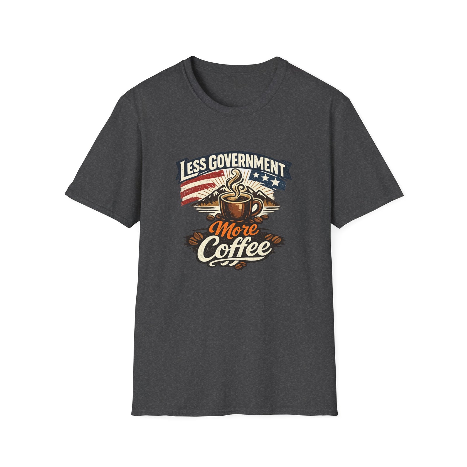 Less Government More Coffee T-Shirt — Patriotic Vintage Coffee Lover Tee