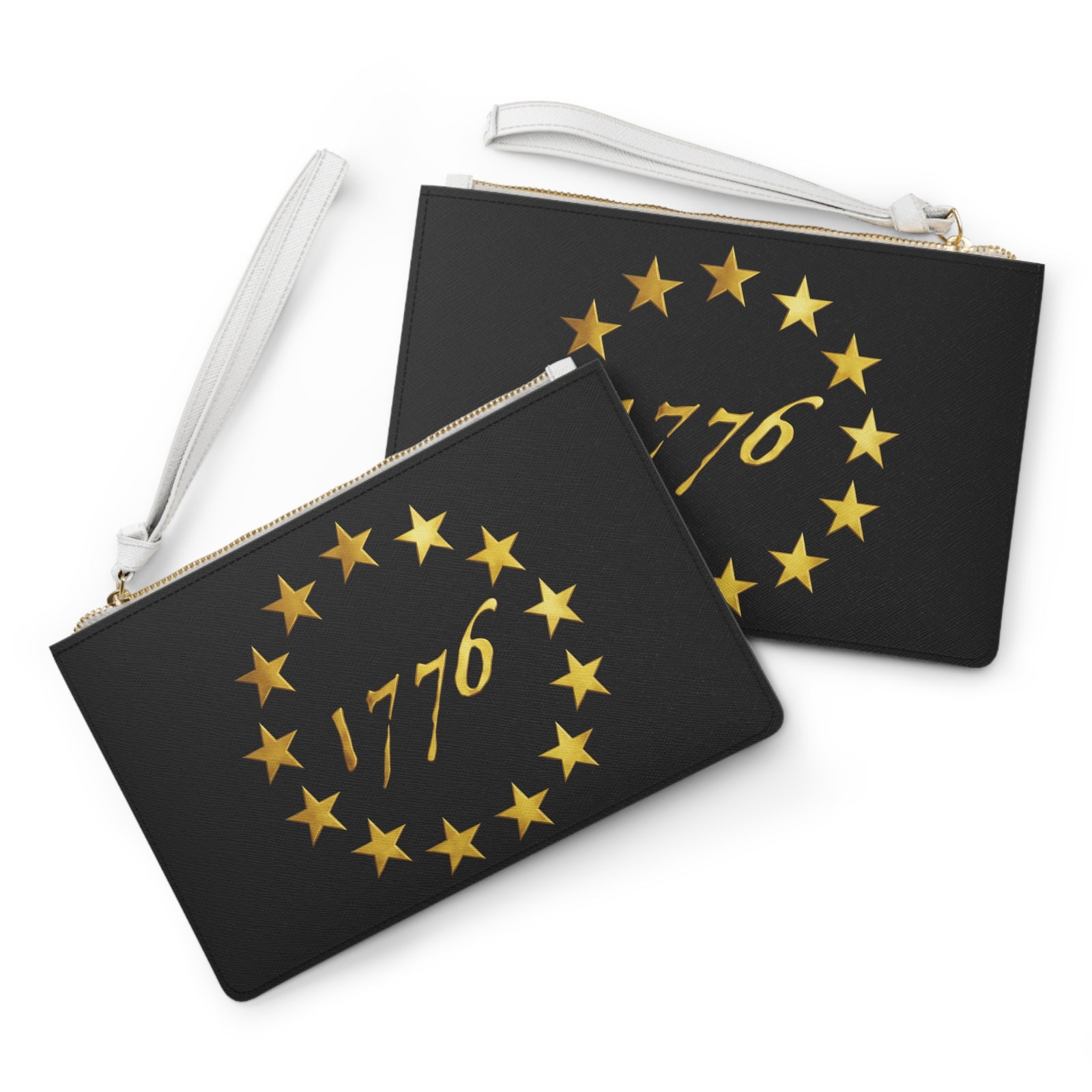 1776 Betsy Ross Stars Clutch Bag — Patriotic Gold Anniversary Wristlet