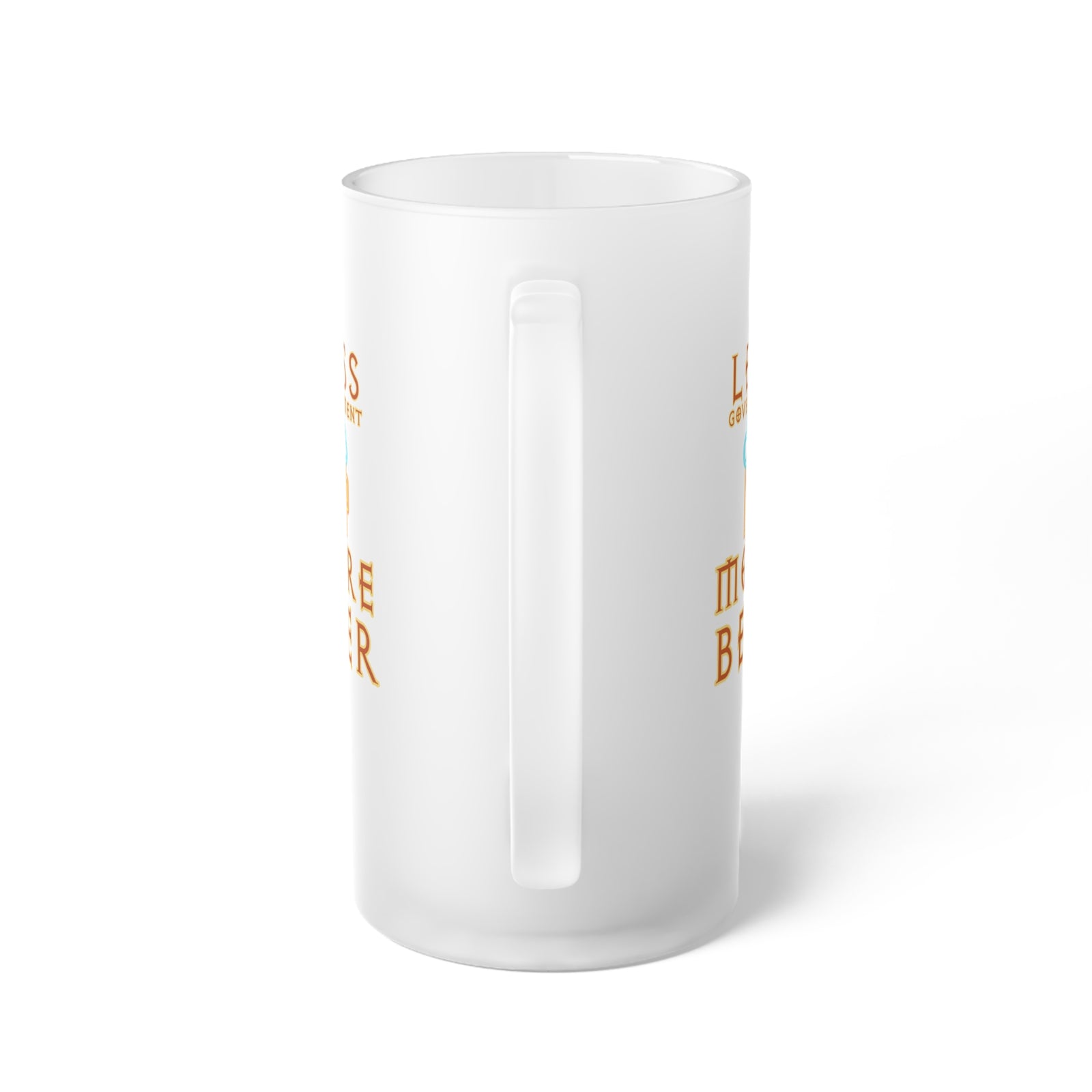 Less Government More Beer Frosted Glass Beer Mug, 16oz