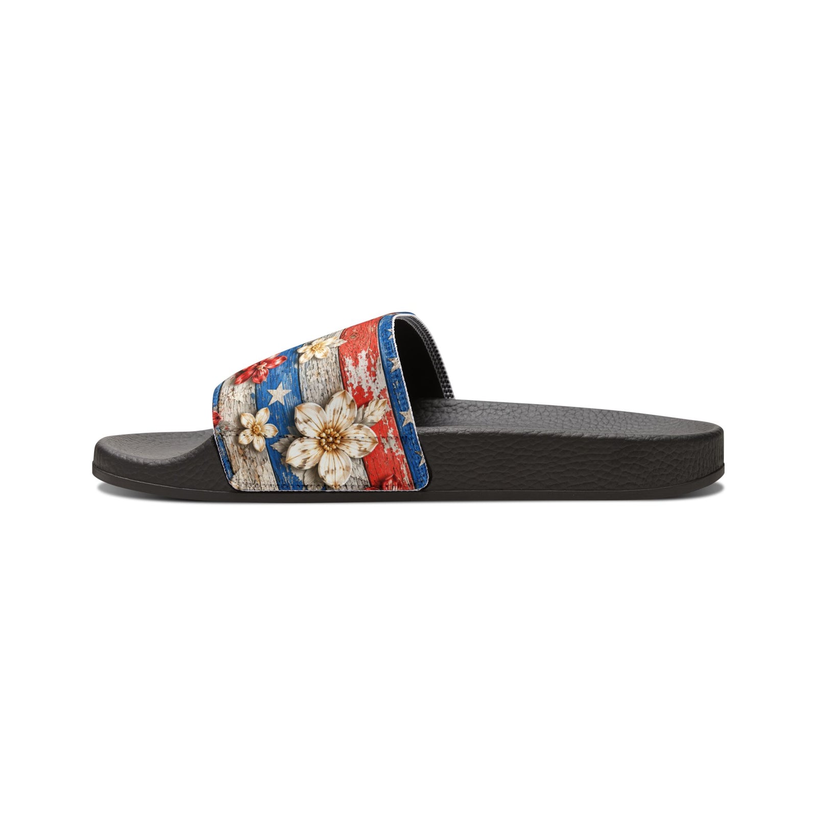 Patriotic Floral Slide Sandals — Women's Removable-Strap Summer Slides