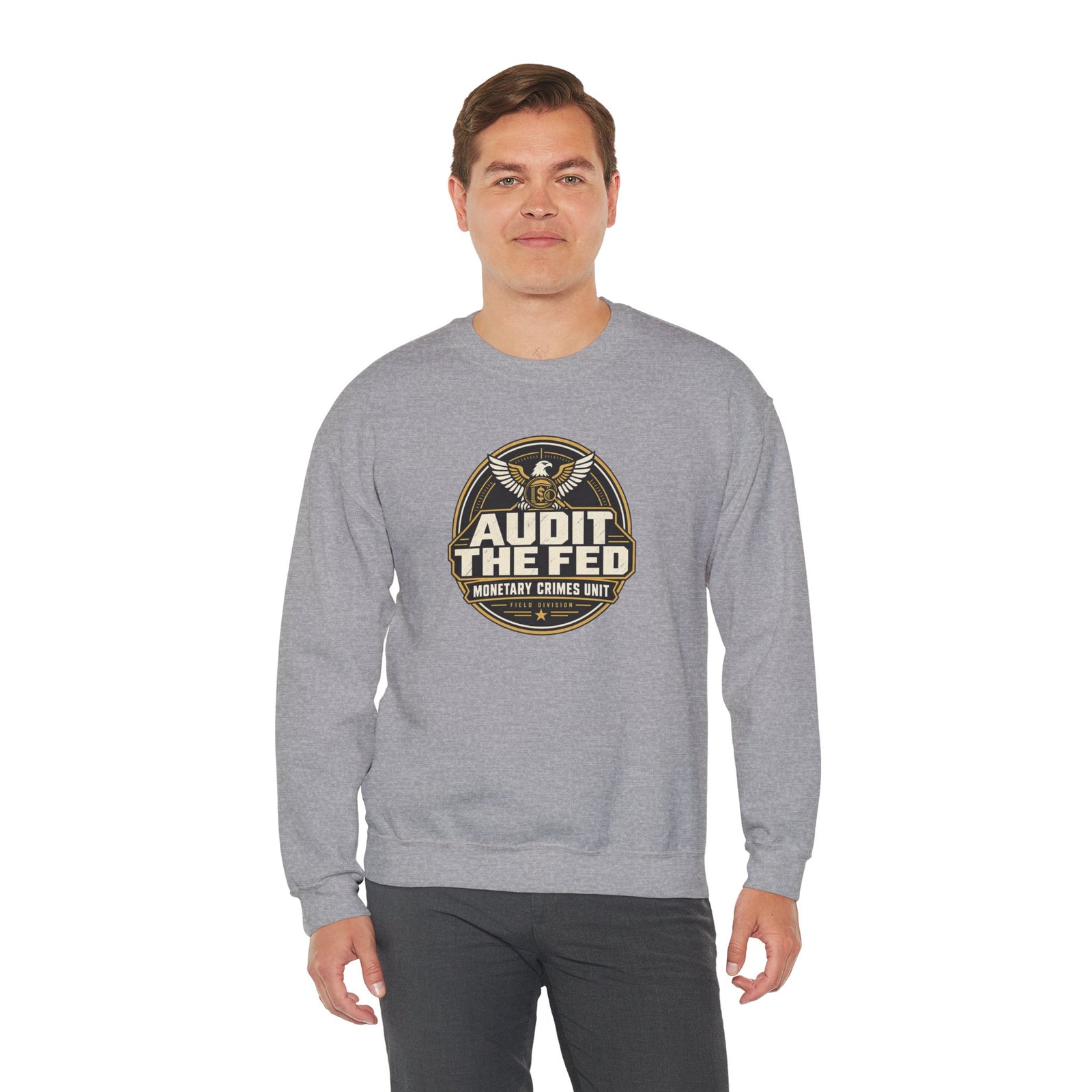 Audit The Fed Crewneck Sweatshirt — Monetary Crimes Unit Emblem - 4LibertyShop.com