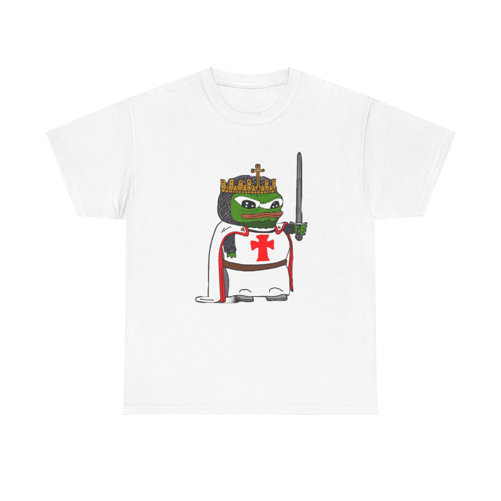 Pepe the Crusader Knight Unisex Heavy Cotton Tee - Deus Vult