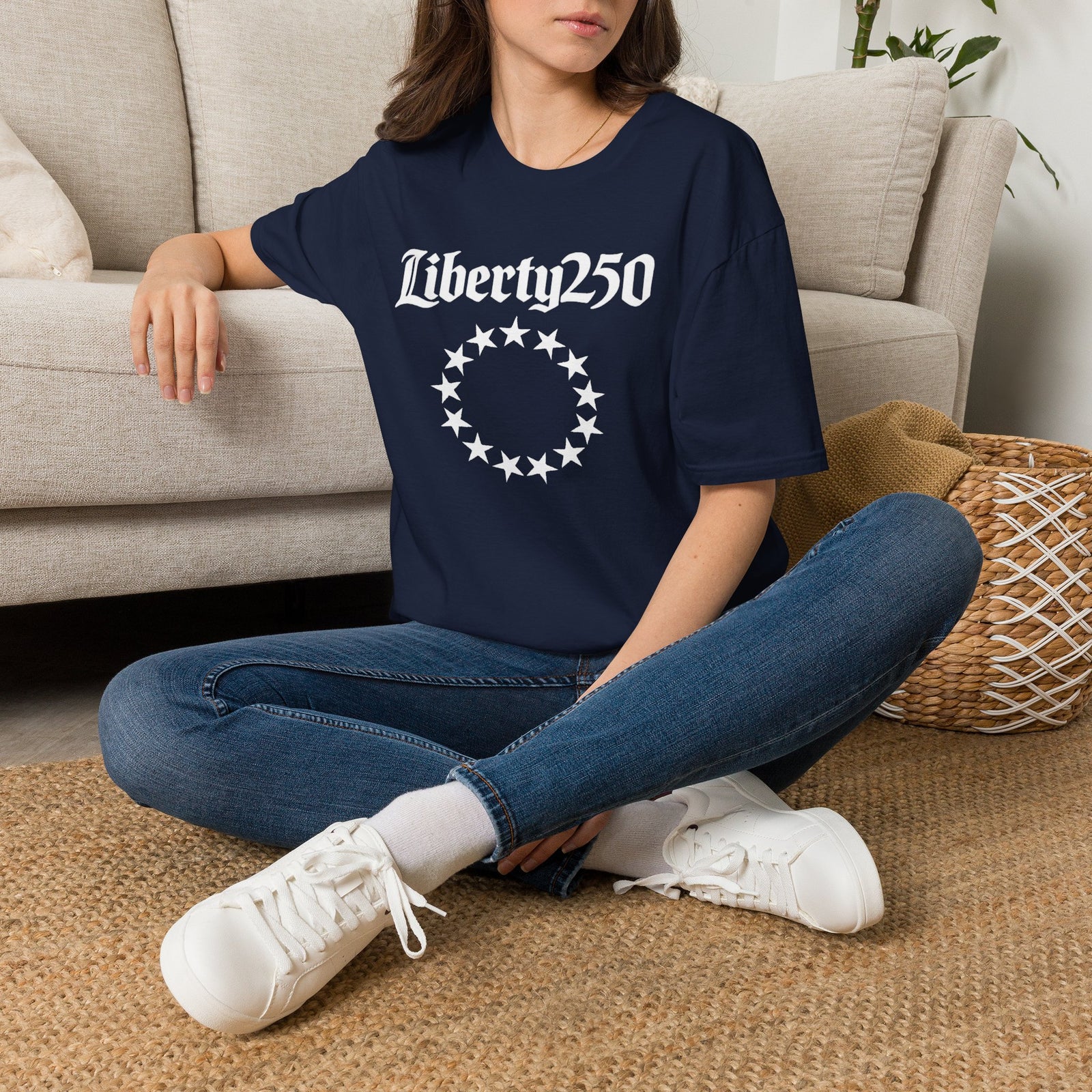 Liberty250 T-Shirt — Vintage Betsy Ross Star Circle Patriotic Tee