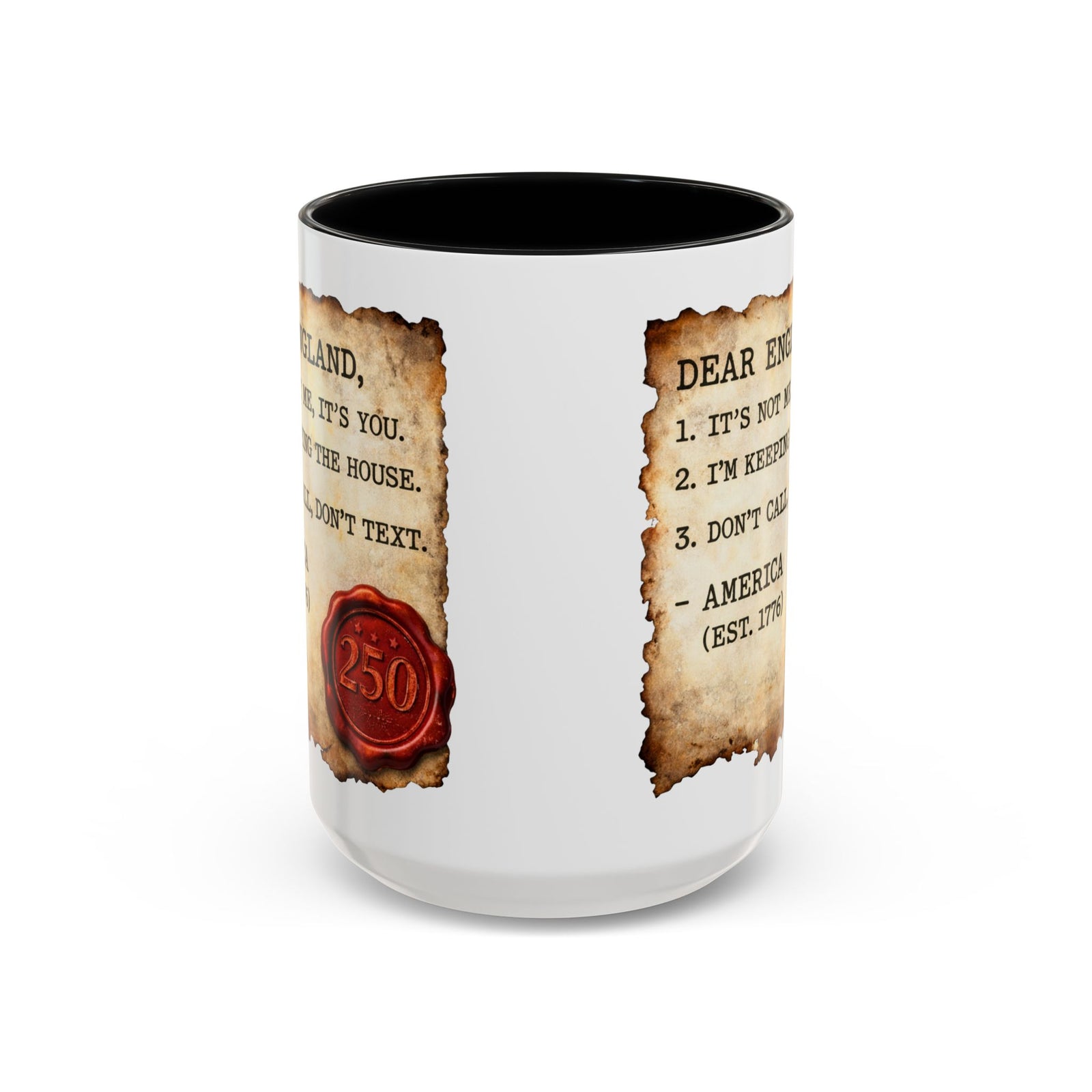 Walton & Johnson Dear England Funny 250th Anniversary Coffee Mug