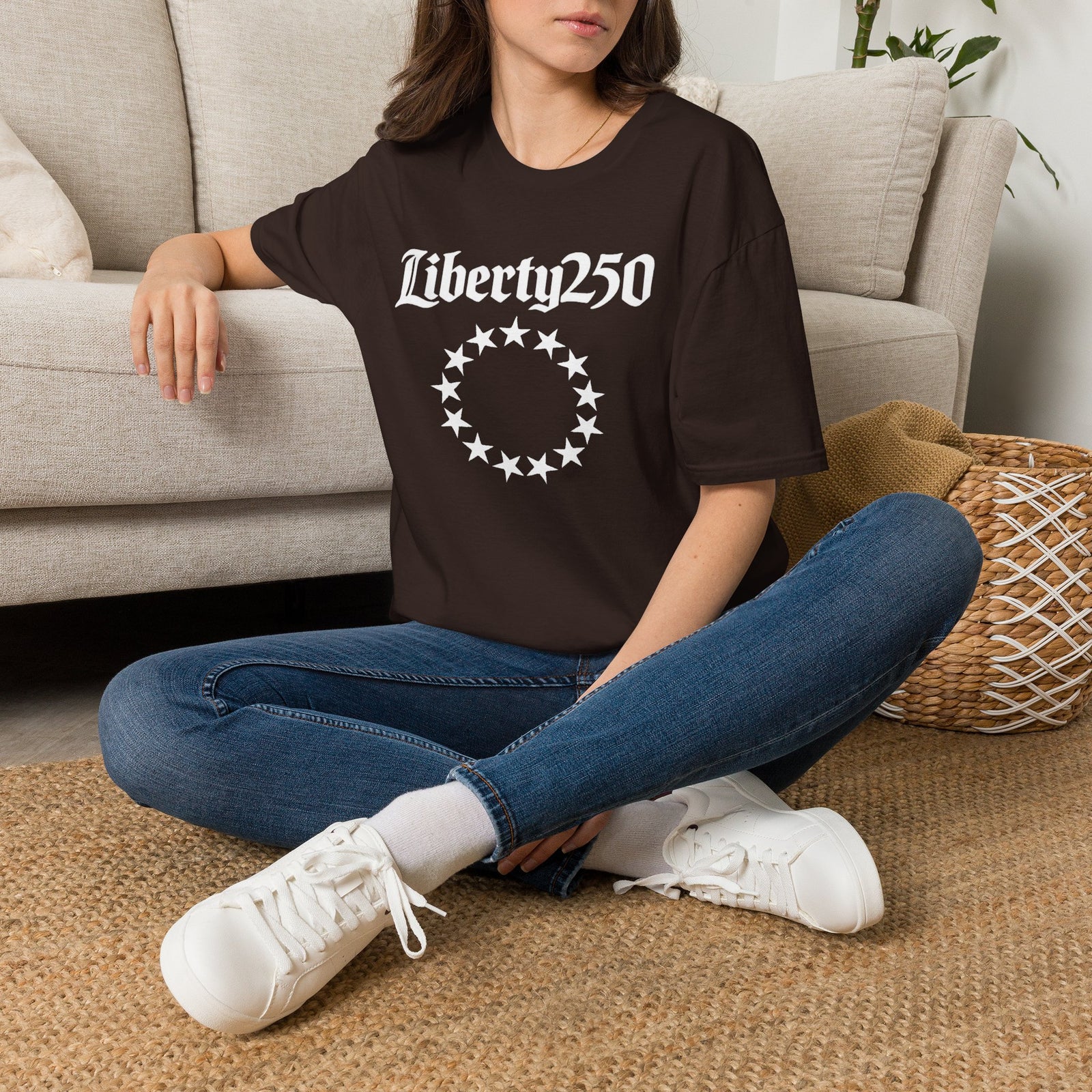 Liberty250 T-Shirt — Vintage Betsy Ross Star Circle Patriotic Tee