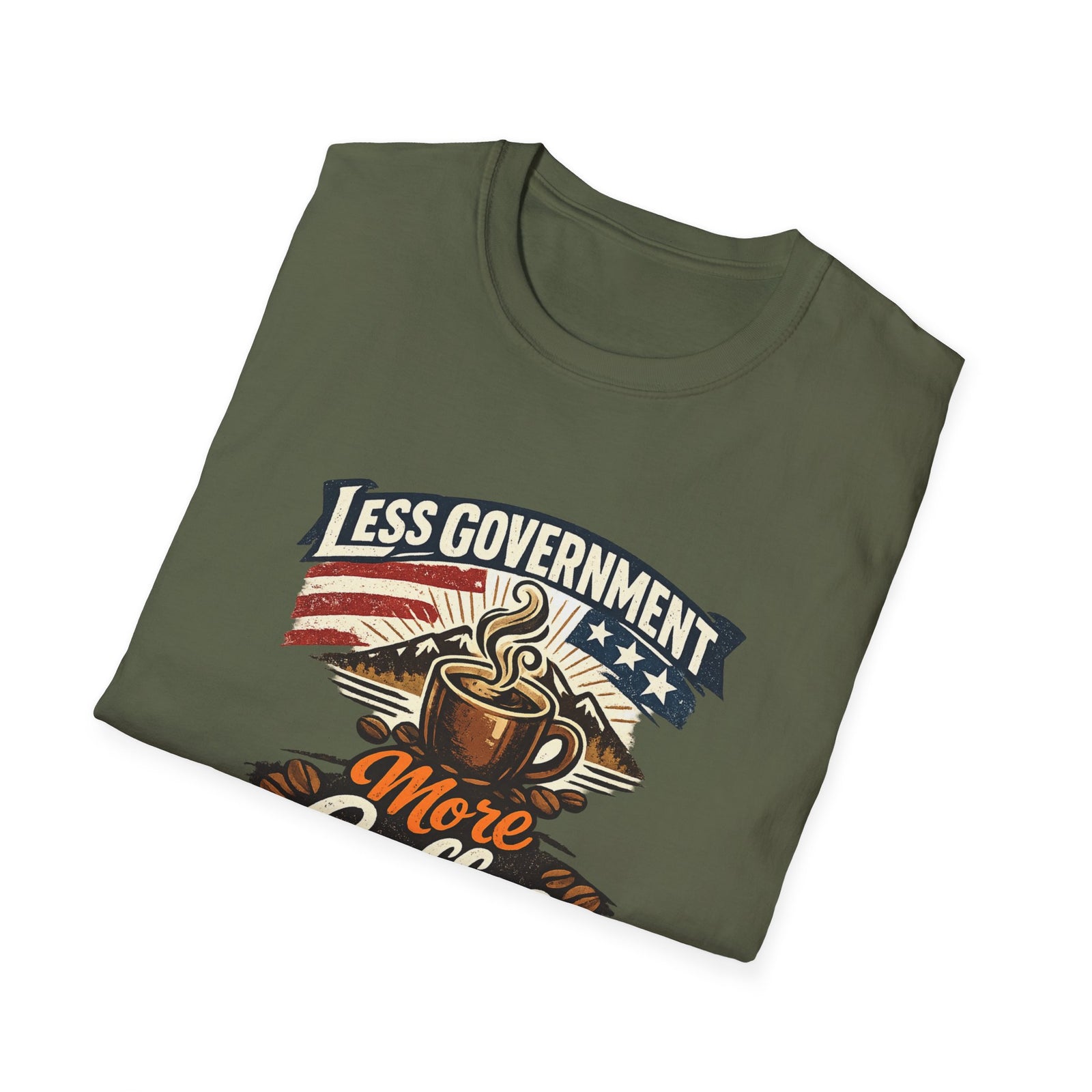 Less Government More Coffee T-Shirt — Patriotic Vintage Coffee Lover Tee
