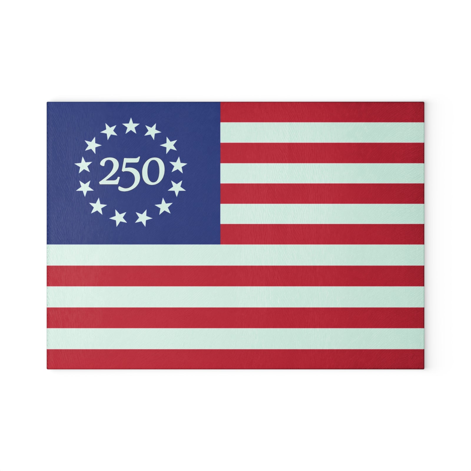 Walton & Johnson: 250th Anniversary American Flag Glass Cutting Board — Patriotic Kitchen Decor