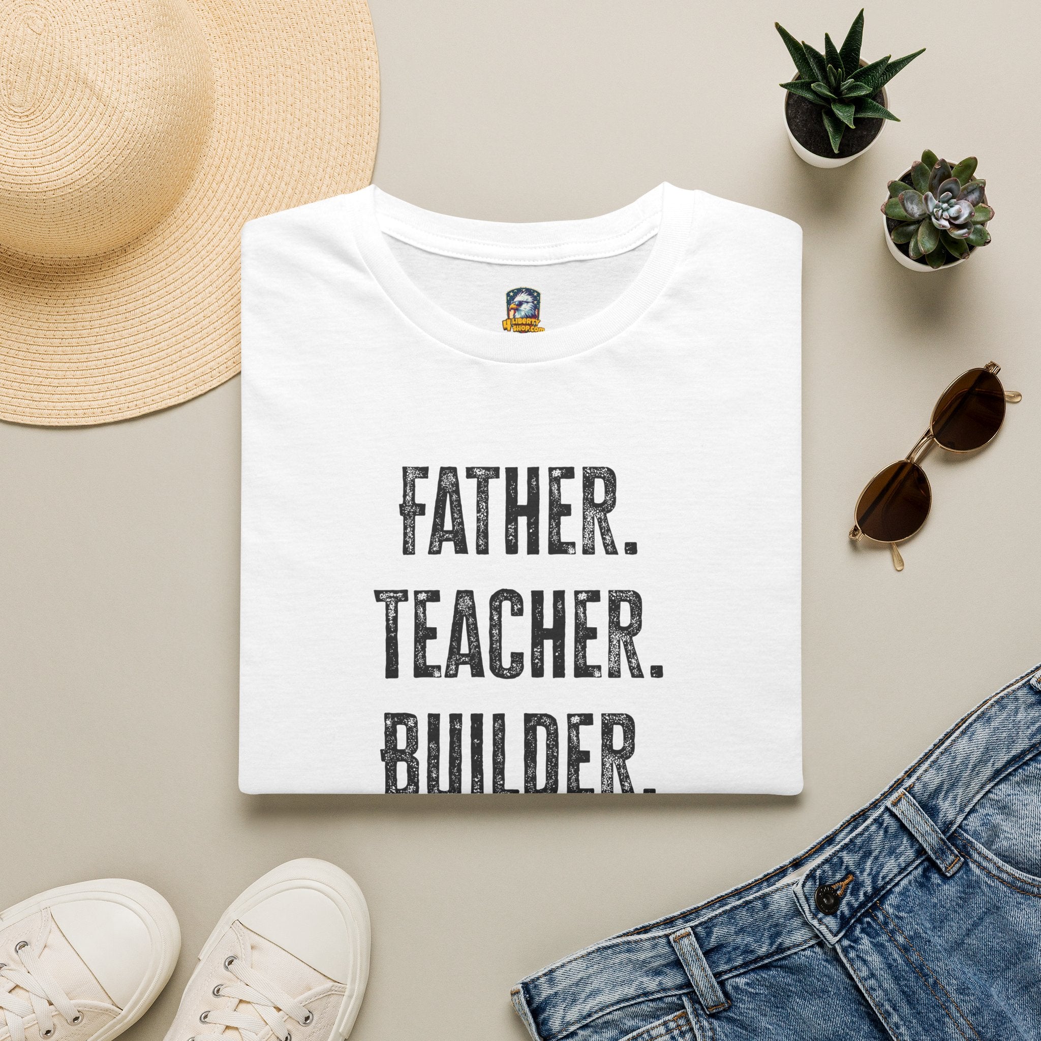 Homeschool Workshop - Father. Teacher. Builder. Homeschool Dad T-Shirt