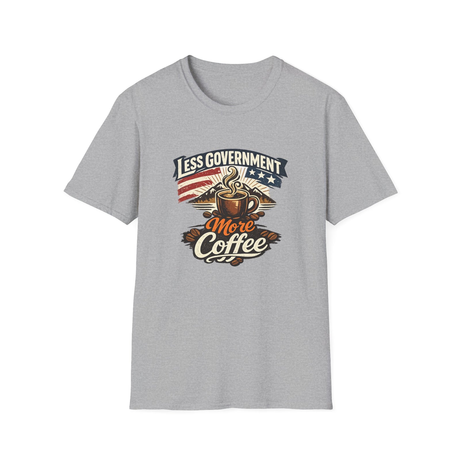 Less Government More Coffee T-Shirt — Patriotic Vintage Coffee Lover Tee