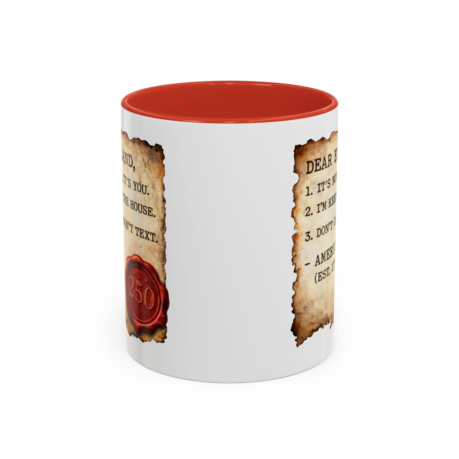 Walton & Johnson Dear England Funny 250th Anniversary Coffee Mug