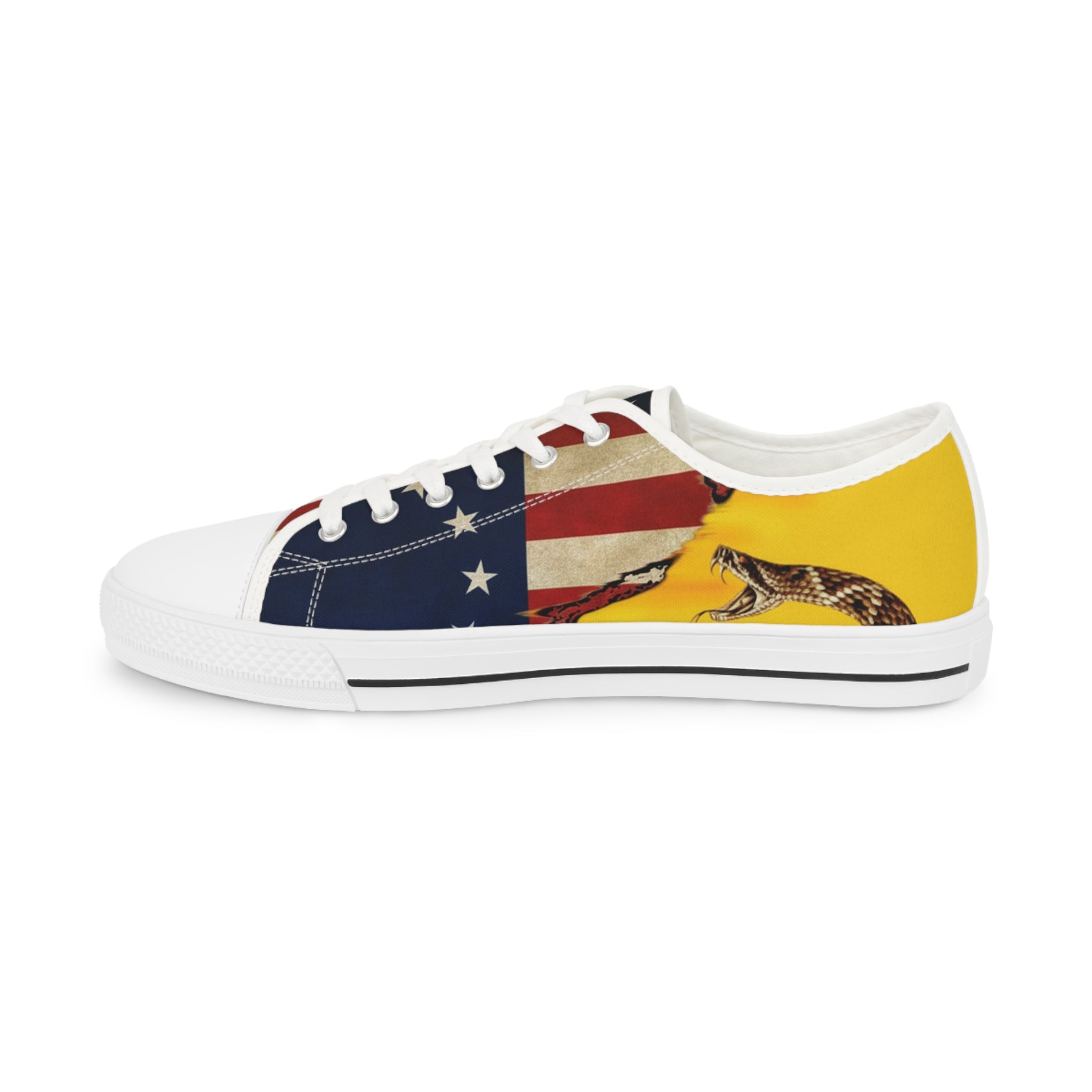 Homeschool Workshop - Patriotic Betsy Ross Gadsden Snake Vintage Flag Low Top Sneakers