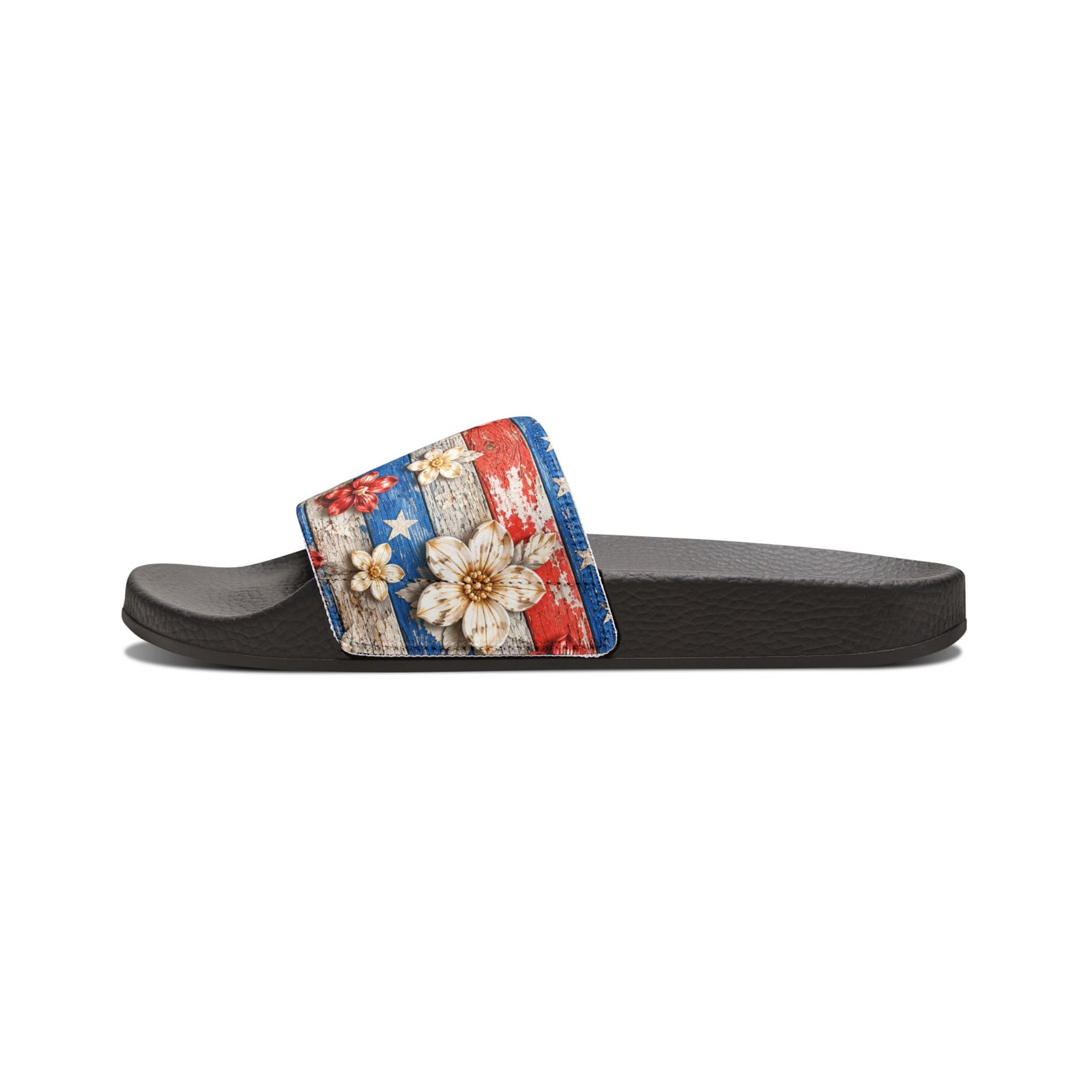 Patriotic Floral Slide Sandals — Women's Removable-Strap Summer Slides