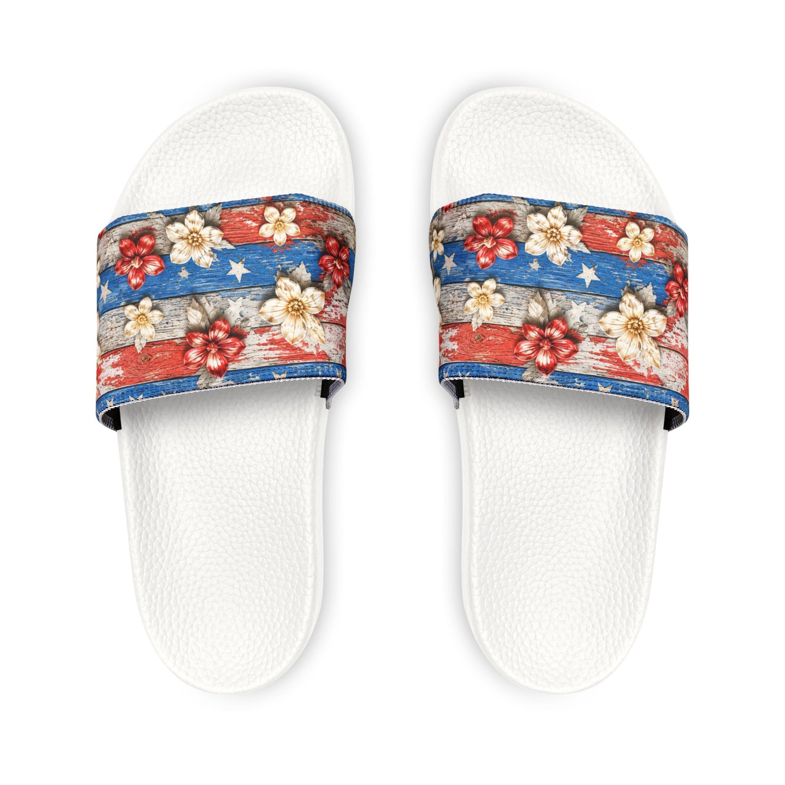 Patriotic Floral Slide Sandals — Women's Removable-Strap Summer Slides