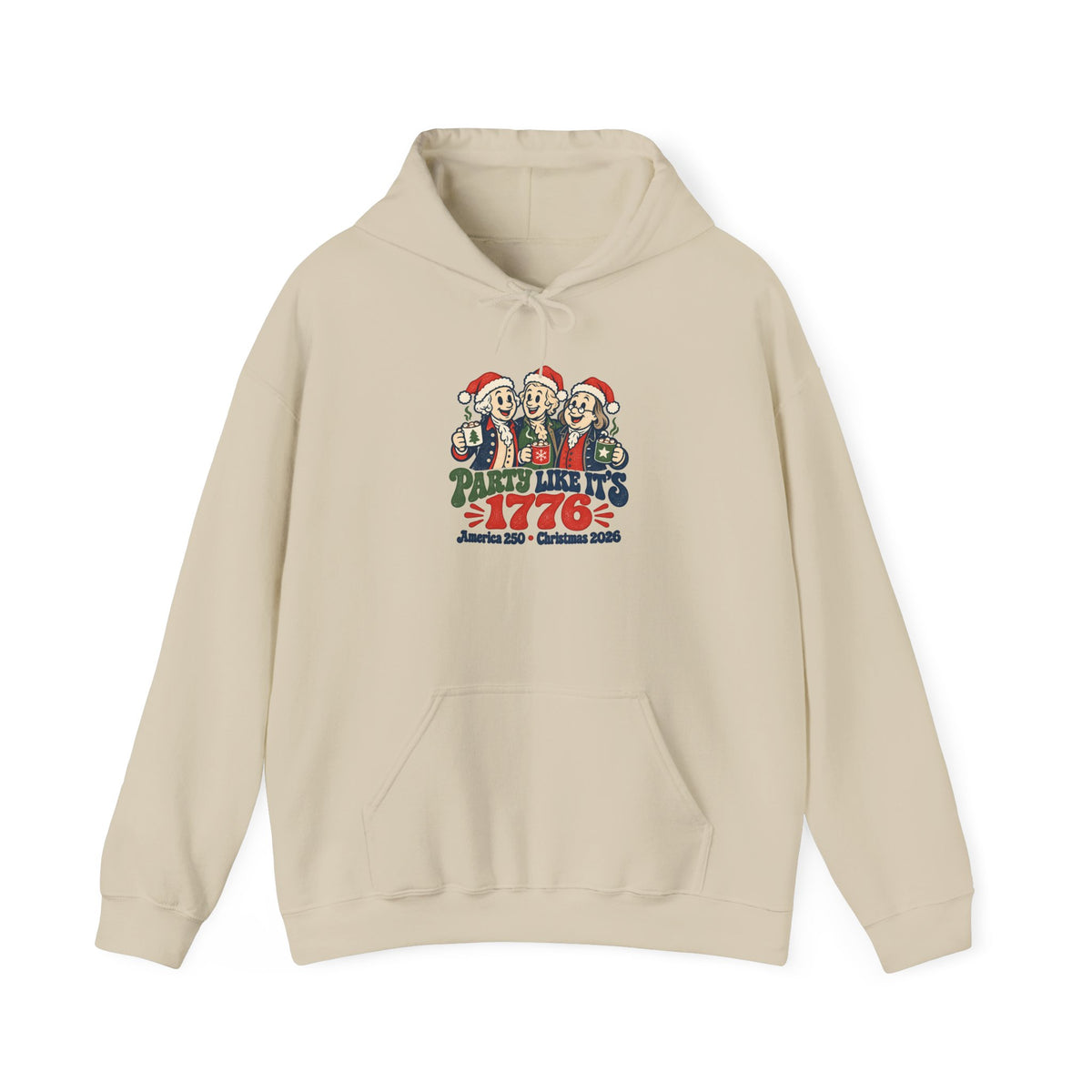 1776 Christmas Party Hoodie - Patriotic Santa Carolers Holiday Sweatshirt