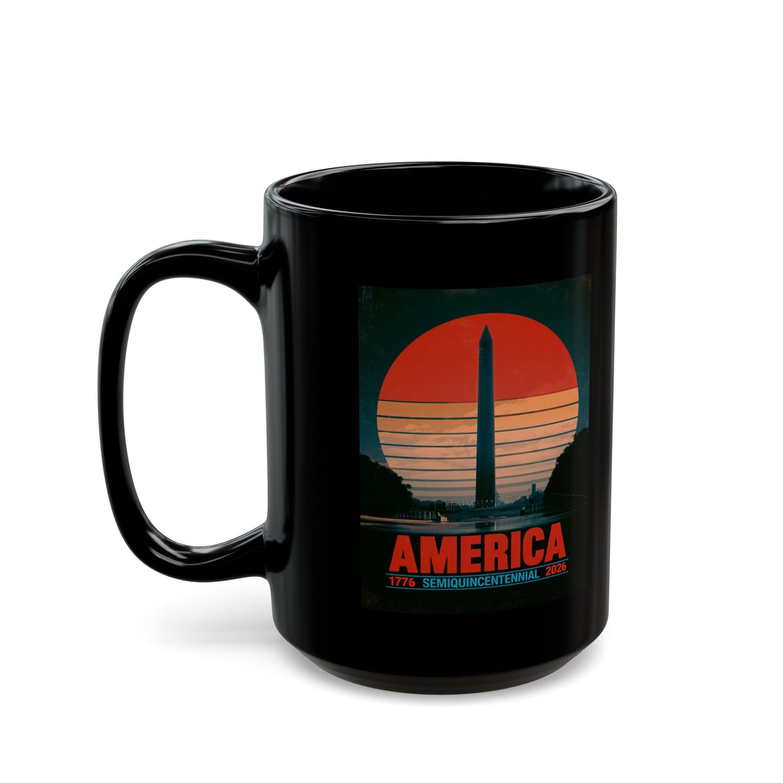 America 1776–2026 Semiquincentennial Black Ceramic Mug (11oz, 15oz)
