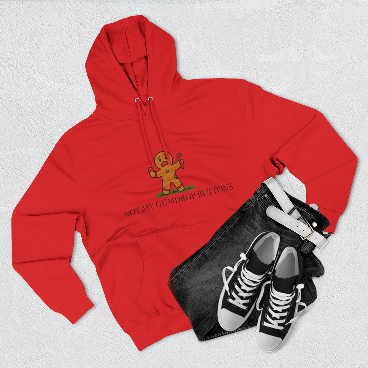 Not My Gumdrop Buttons Don't Tread on GingerBread Man Fleece Hoodie