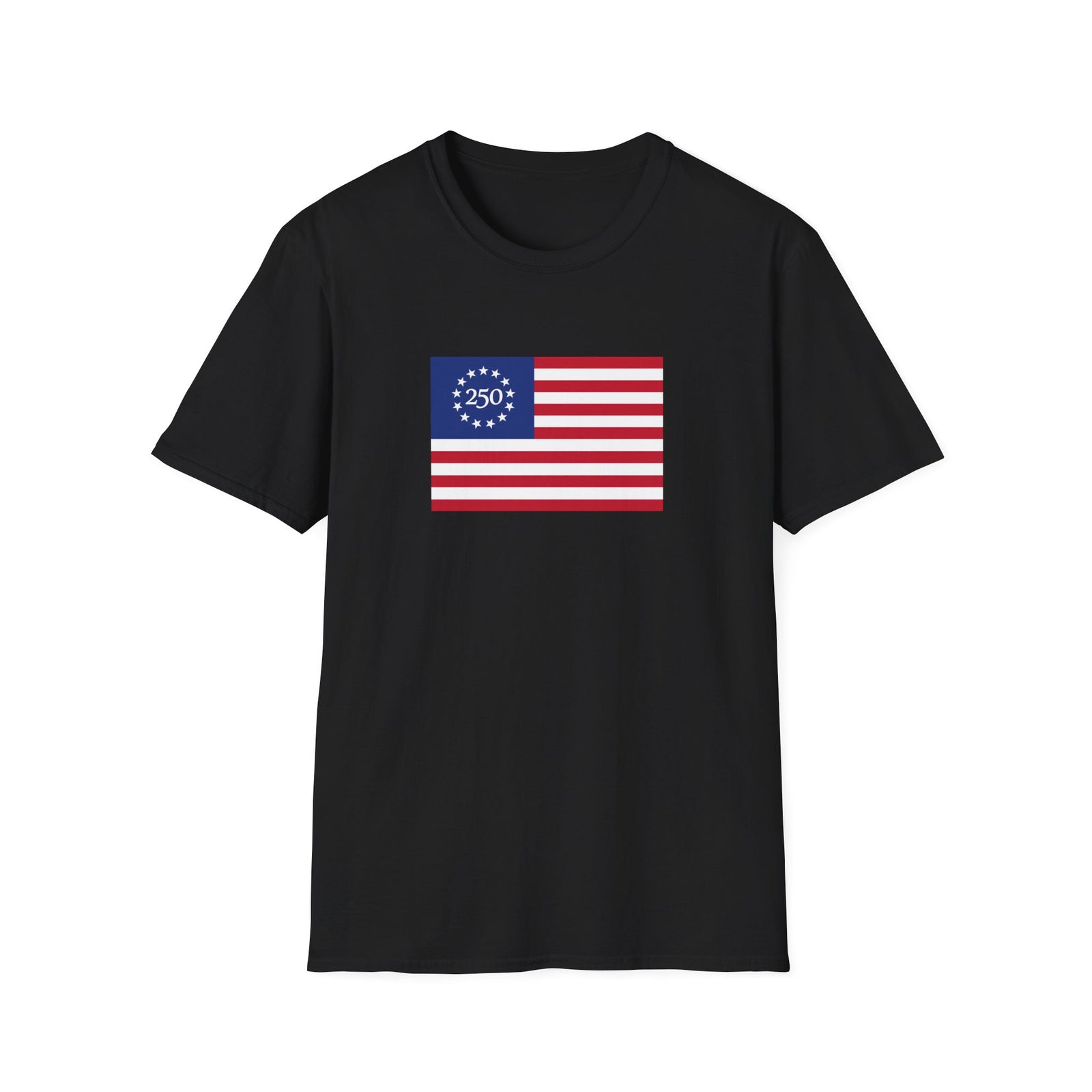 Liberty 250 Flag T-Shirt — Betsy Ross 13-Star Anniversary Tee