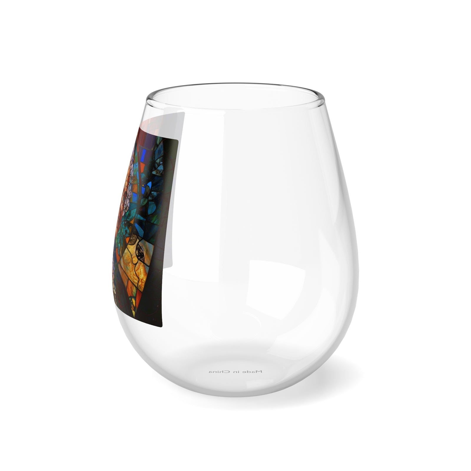 John Adams Stained Glass Wine Glass - Founding Fathers Stemless Wine Glass
