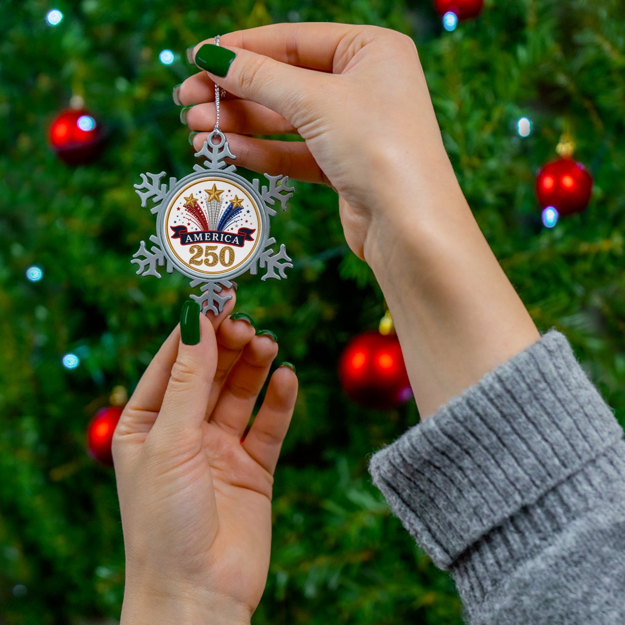 Pewter Snowflake Ornament — America 250 Patriotic Holiday Keepsake