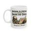 Ceramic Mug — Vintage Skull & Coins Quote Mug ("Nothing Is Certain Except Death & Taxes")