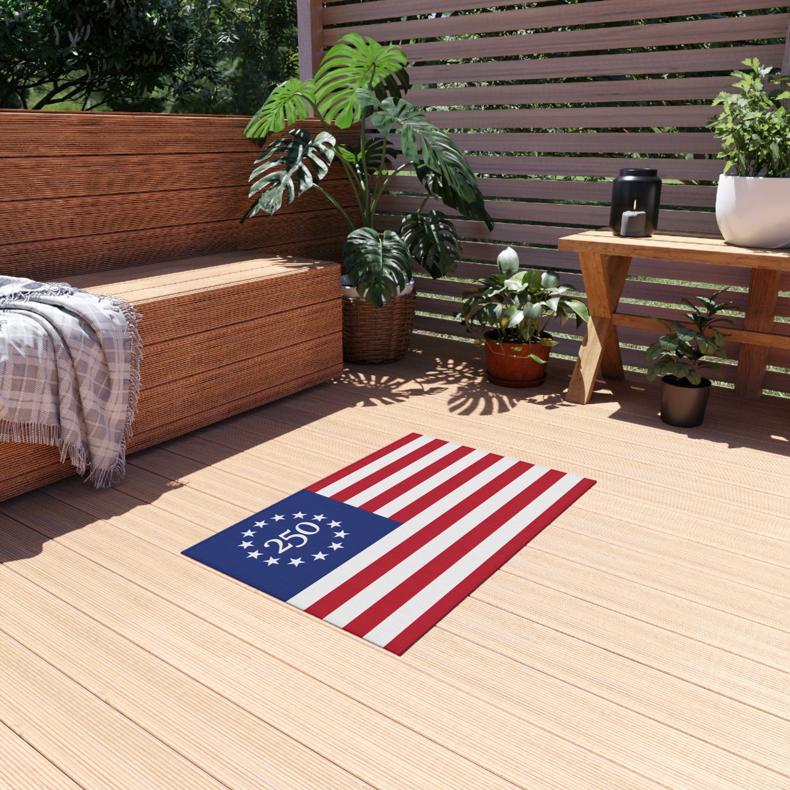 250th Betsy Ross Flag Outdoor Rug – Patriotic 13-Star Anniversary Doormat