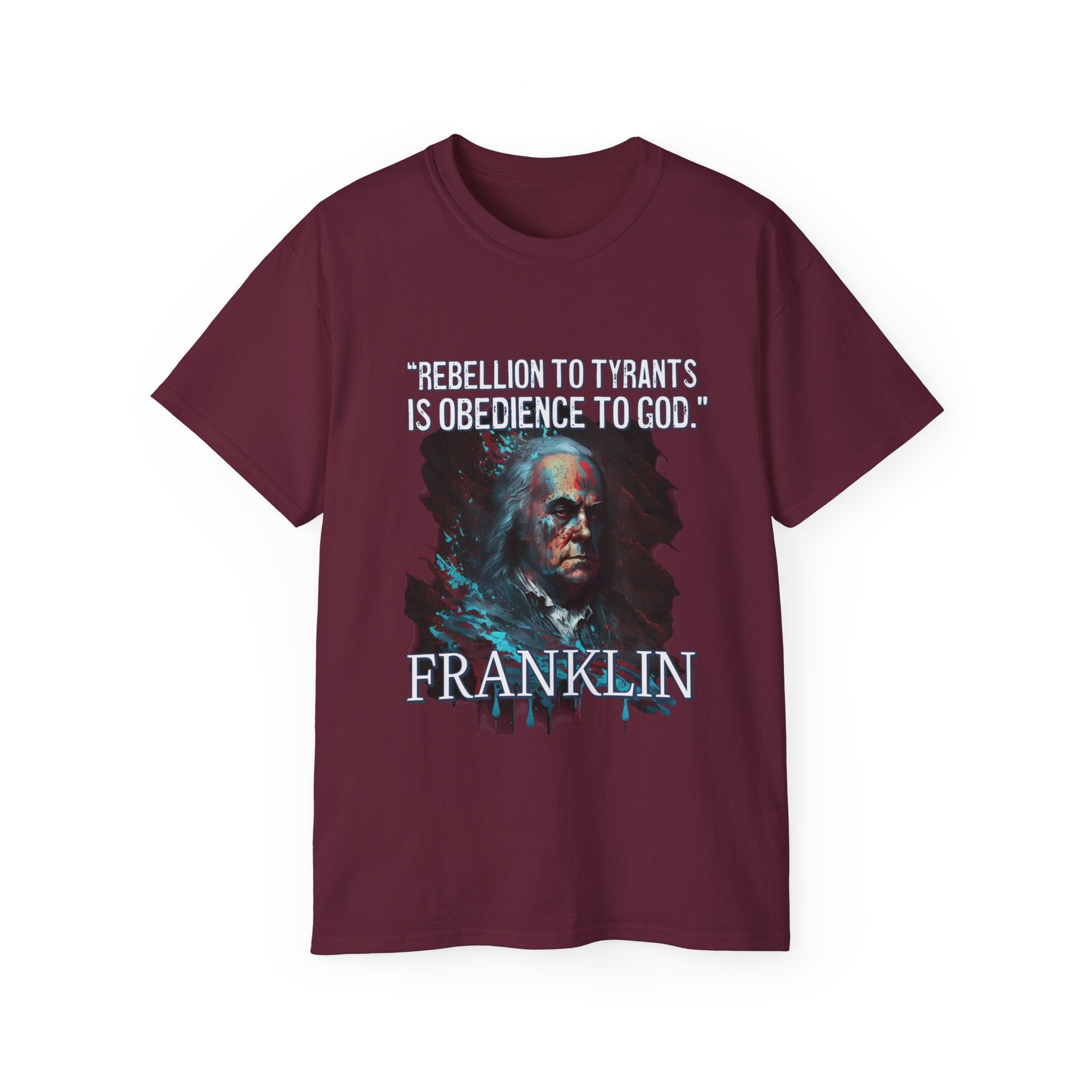 Judge Nap: "Obedience to God" Benjamin Franklin Splatter T-Shirt