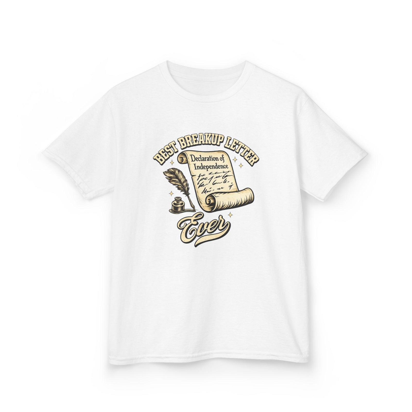 Kids T-Shirt – 'Best Breakup Letter Ever' Vintage Scroll Design