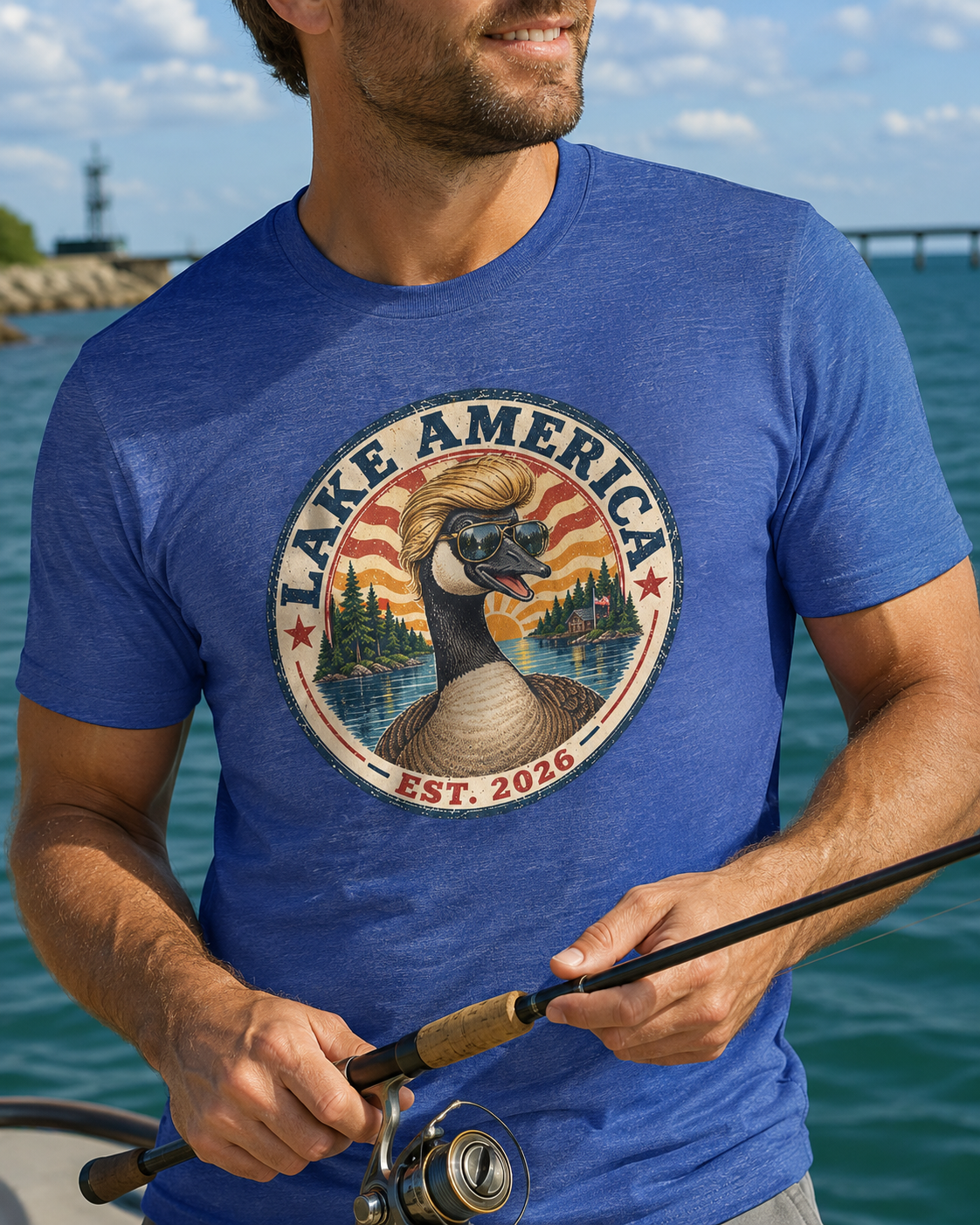 Lake America Goose Tee — Vintage Outdoor Fishing Shirt (Est. 2026) - 4LibertyShop.com