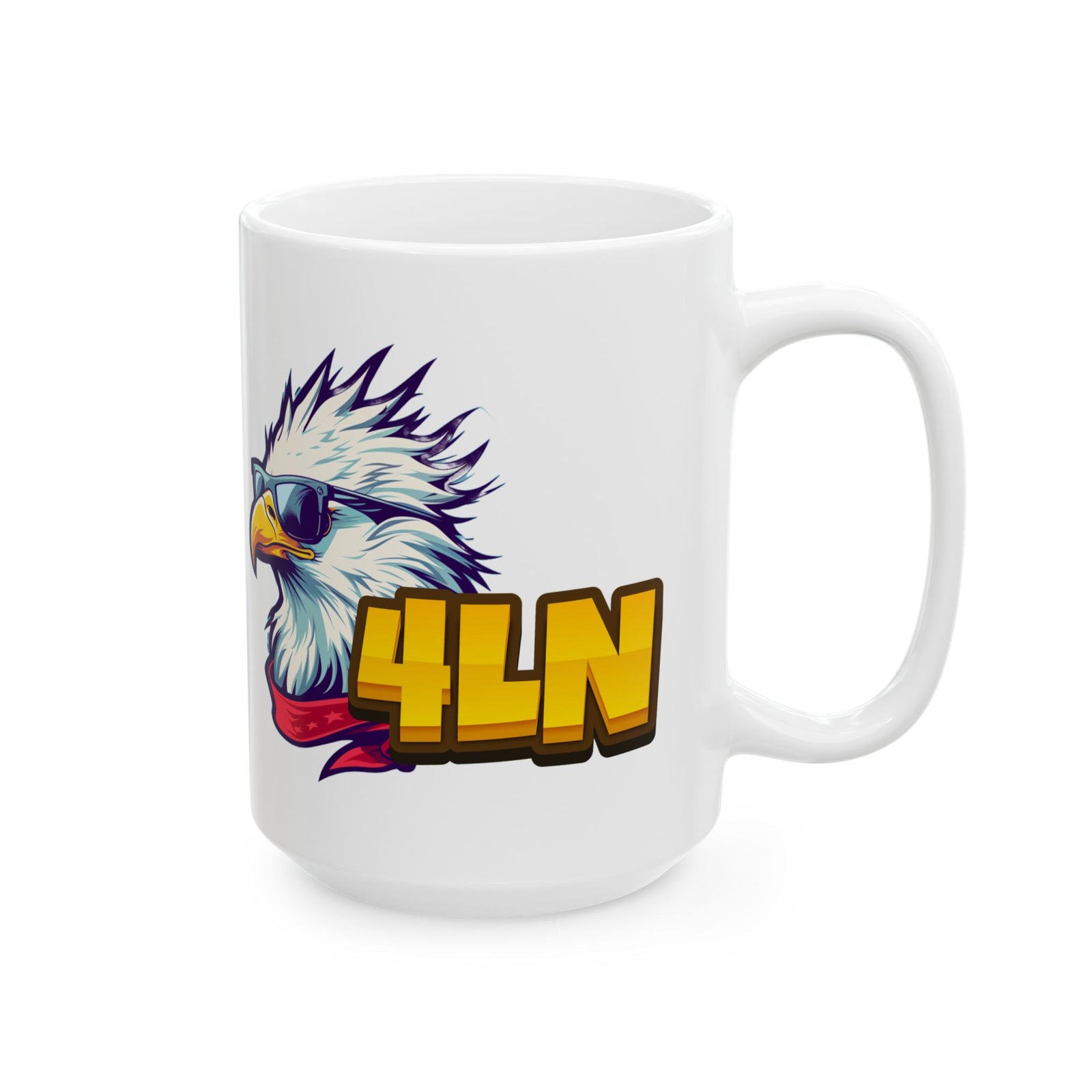 4Liberty Network Patriotic Eagle Mug – Cool Sunglasses Bald Eagle Ceramic Coffee Cup (11oz, 15oz)