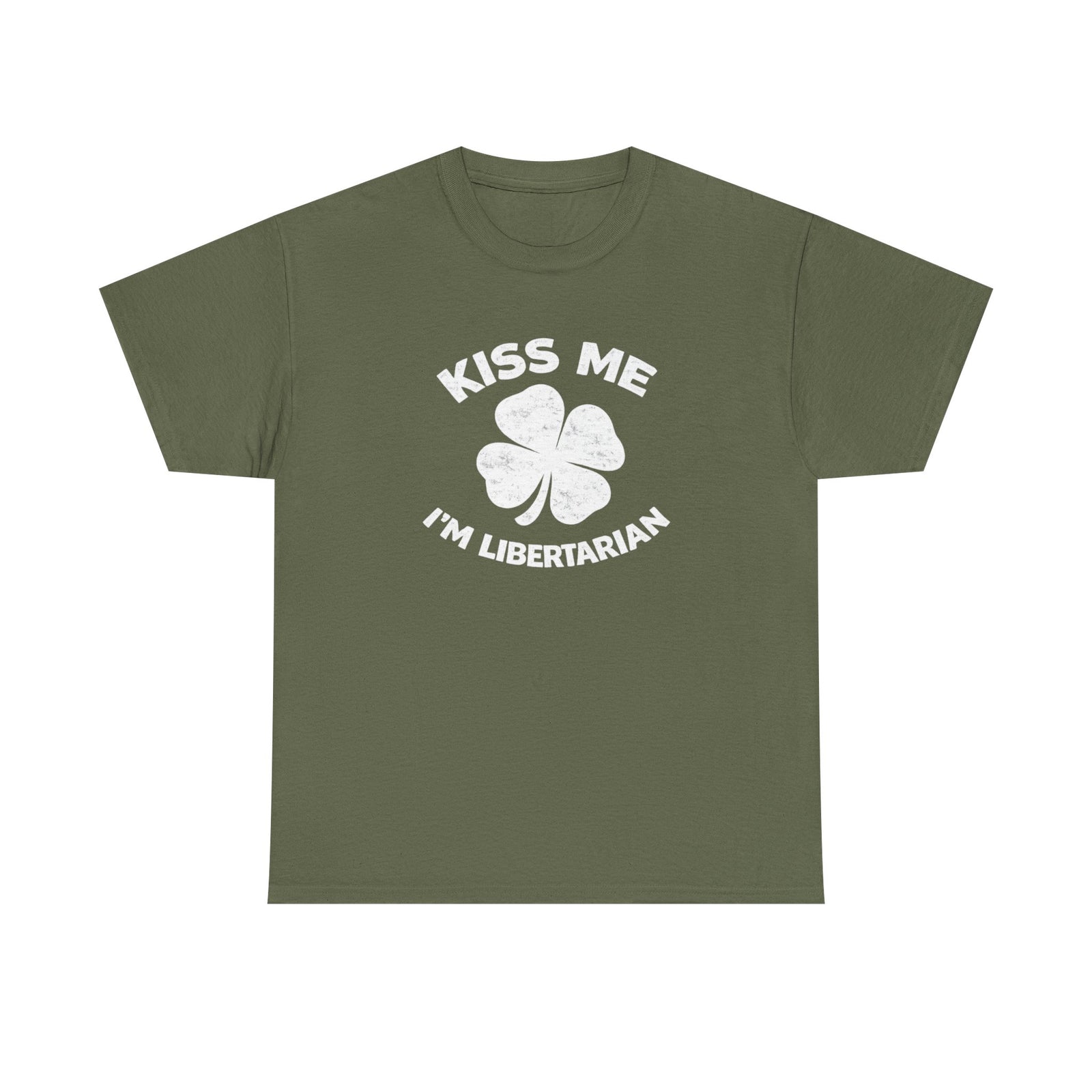 Kiss Me I’m Libertarian T‑Shirt — St. Patrick’s Day Shamrock Political Tee