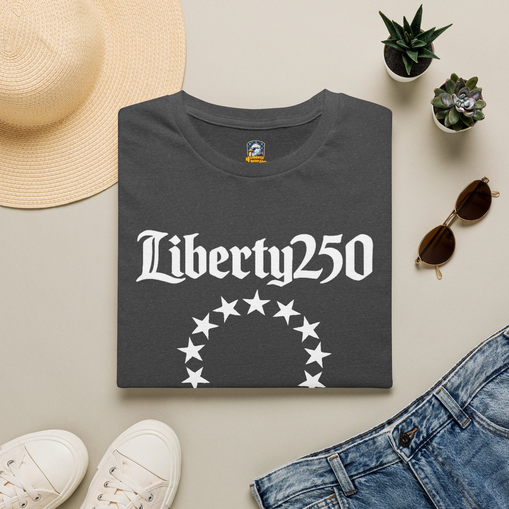 Liberty250 T-Shirt — Vintage Betsy Ross Star Circle Patriotic Tee