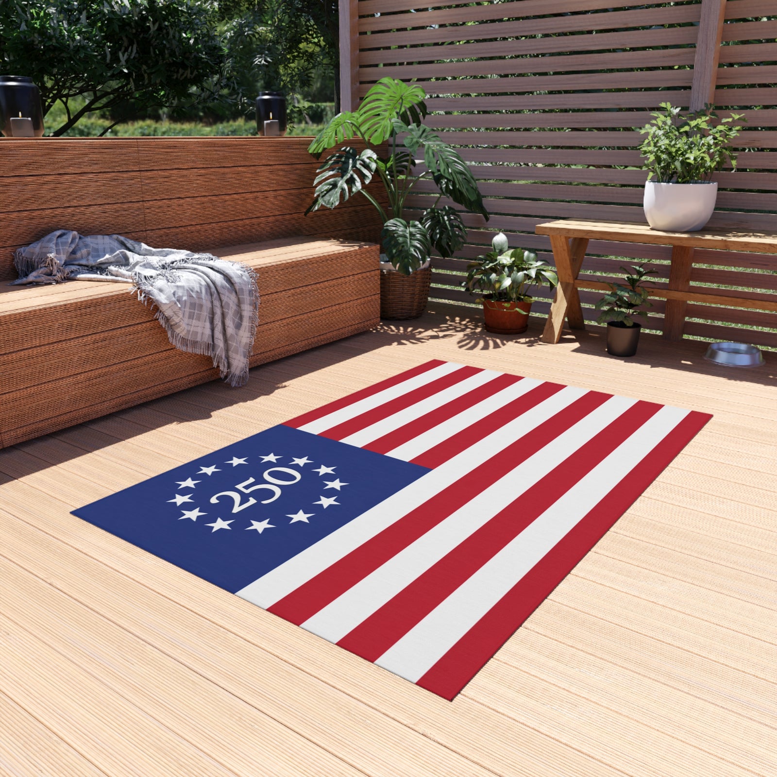250th Betsy Ross Flag Outdoor Rug – Patriotic 13-Star Anniversary Doormat