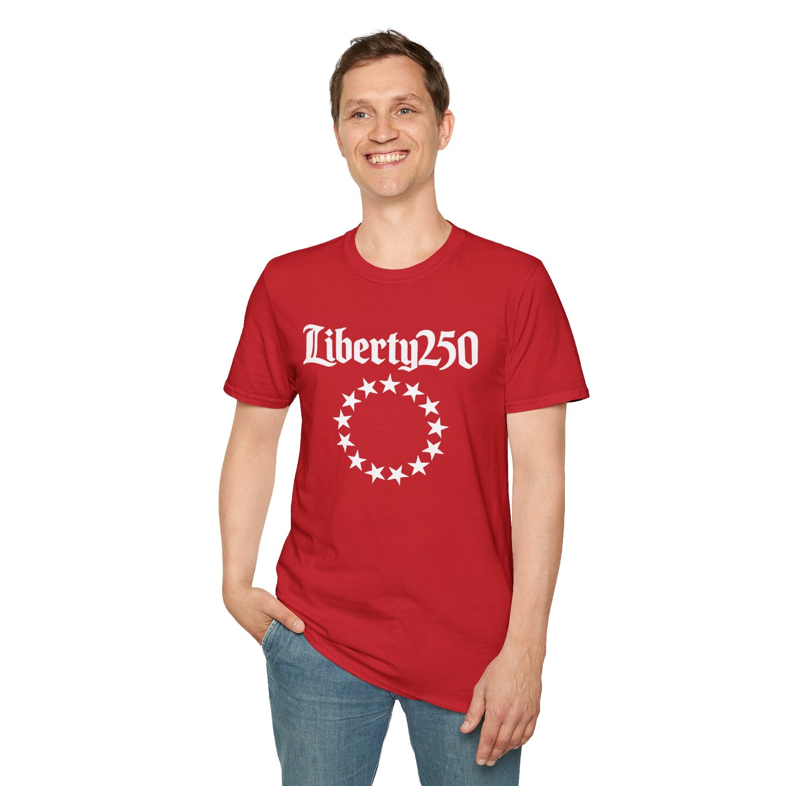 Liberty250 T-Shirt — Vintage Betsy Ross Star Circle Patriotic Tee