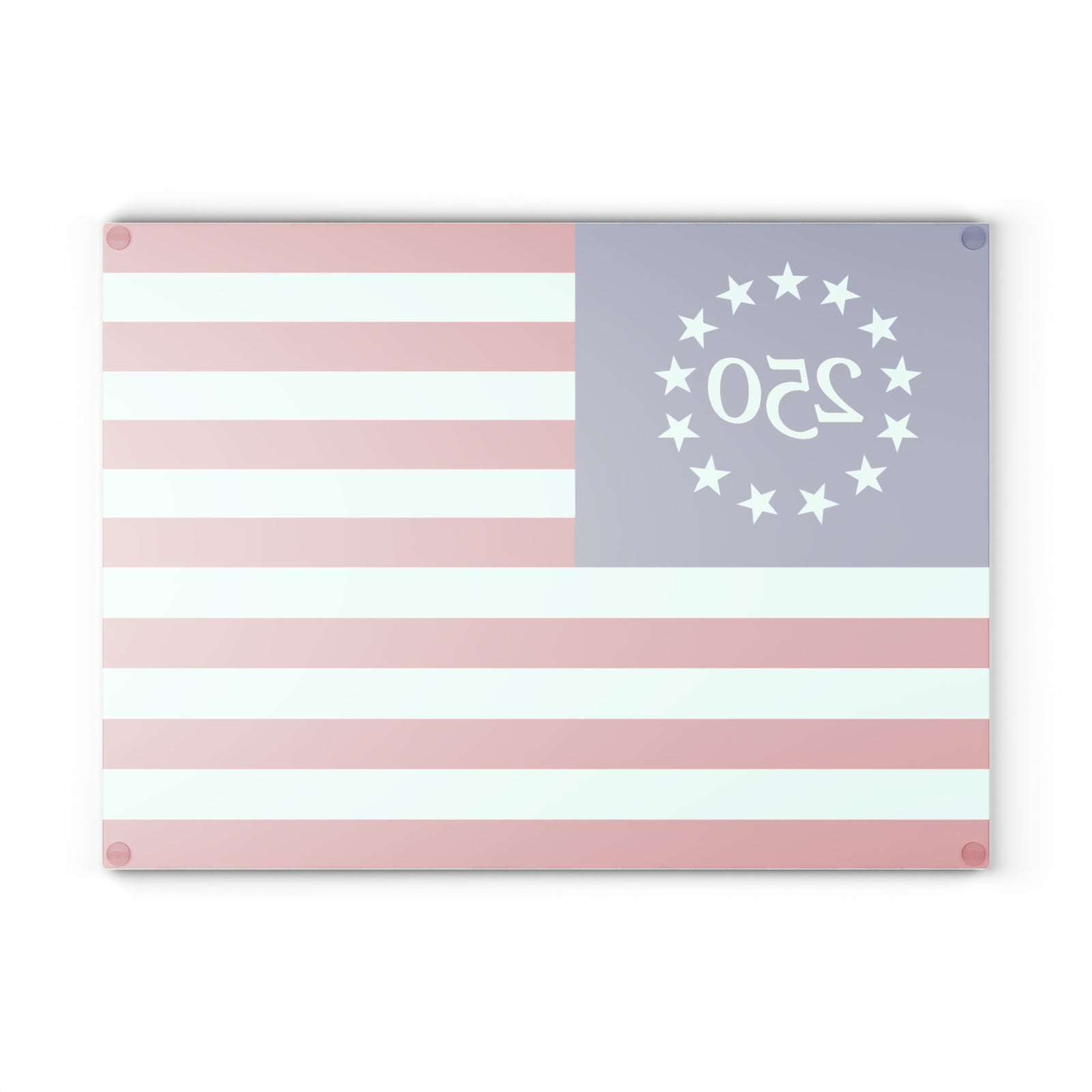250th Anniversary American Flag Glass Cutting Board — Patriotic Kitchen Decor