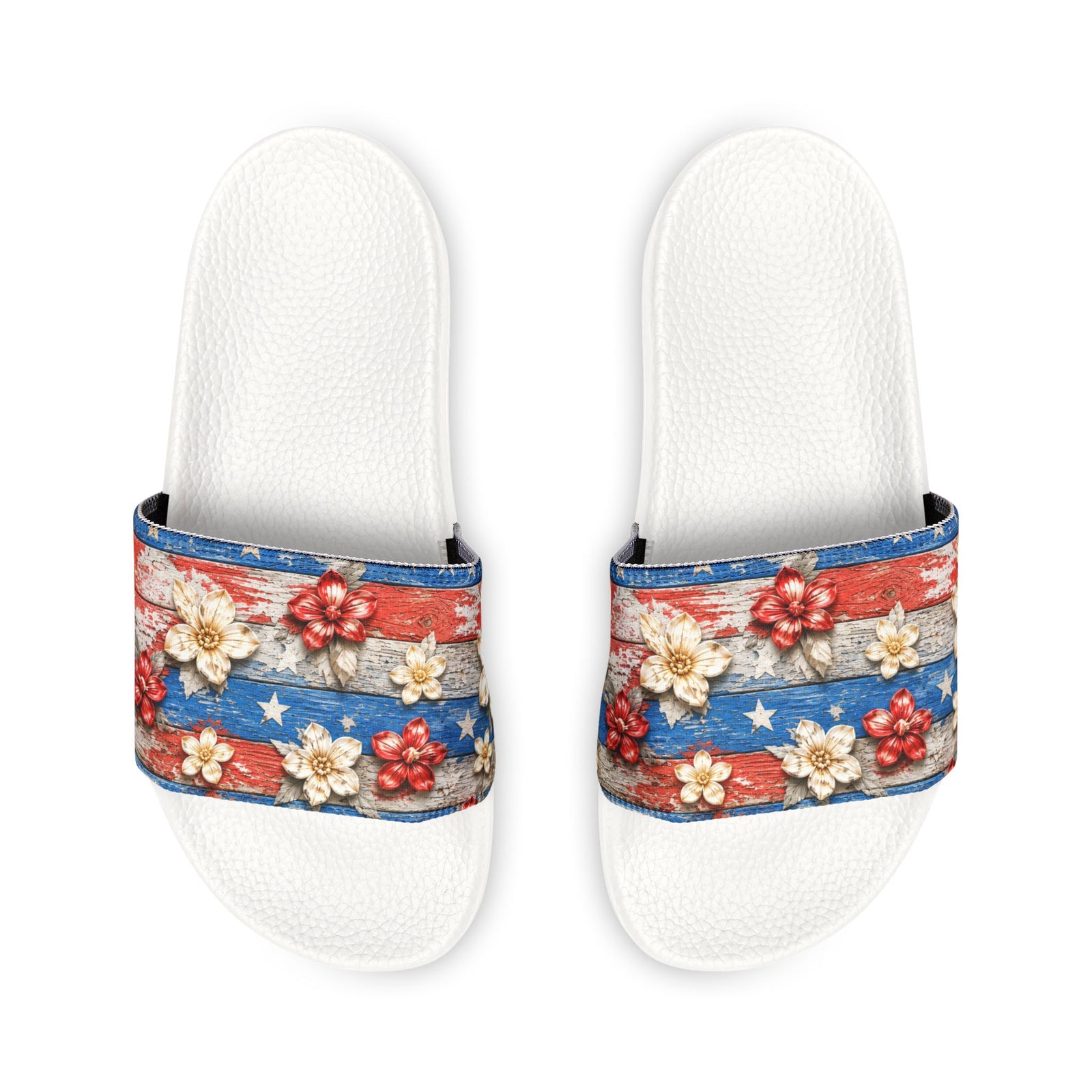 Patriotic Floral Slide Sandals — Women's Removable-Strap Summer Slides