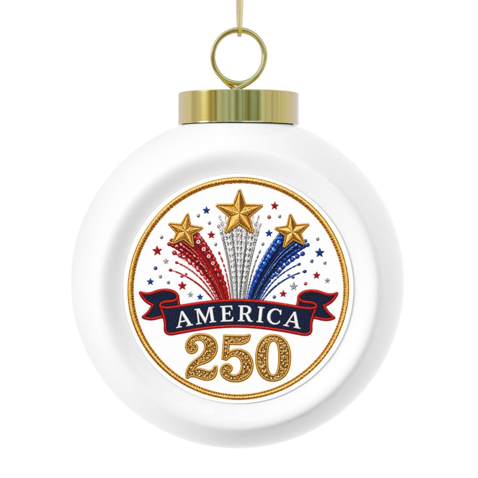 America 250 Patriotic Christmas Ball Ornament