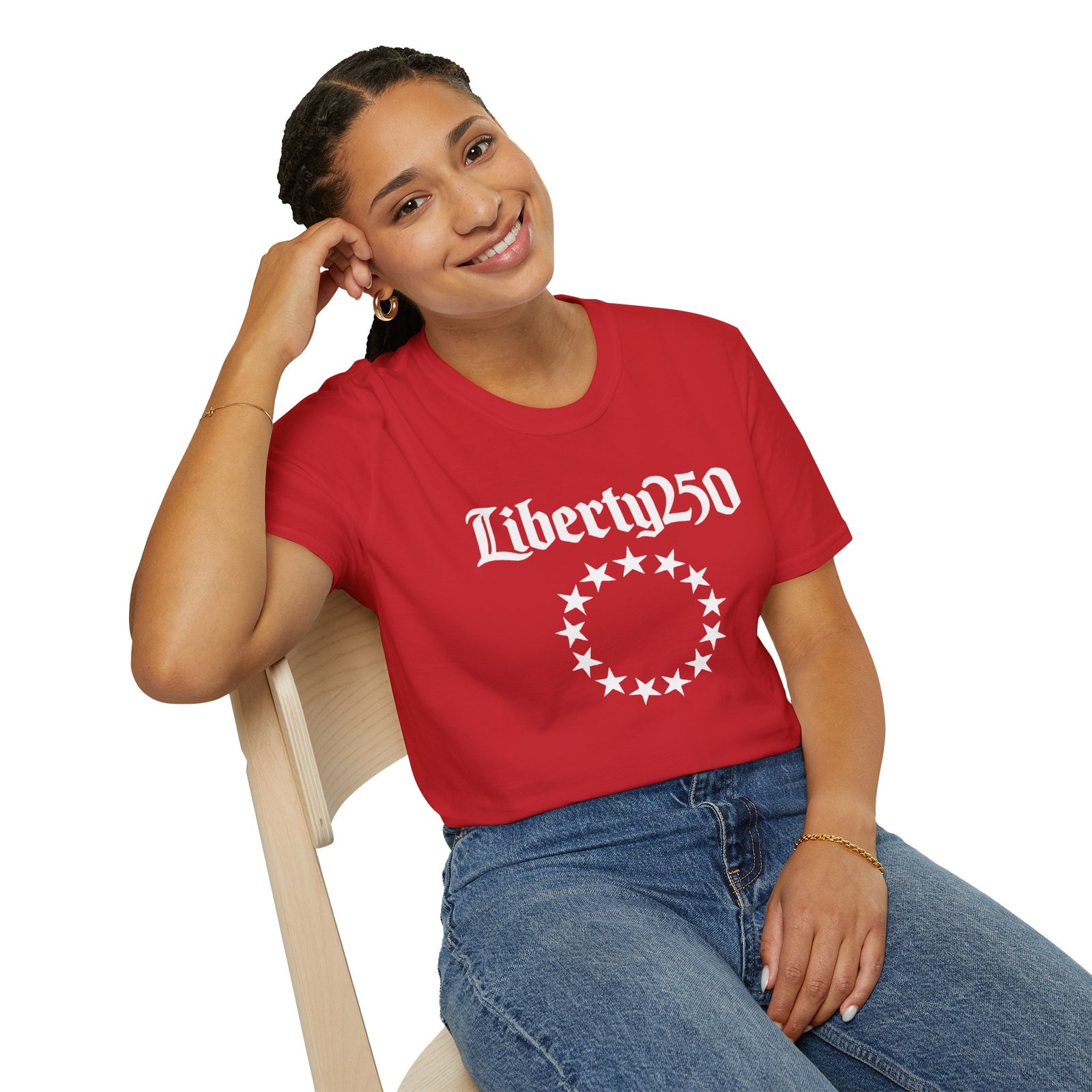 Liberty250 T-Shirt — Vintage Betsy Ross Star Circle Patriotic Tee