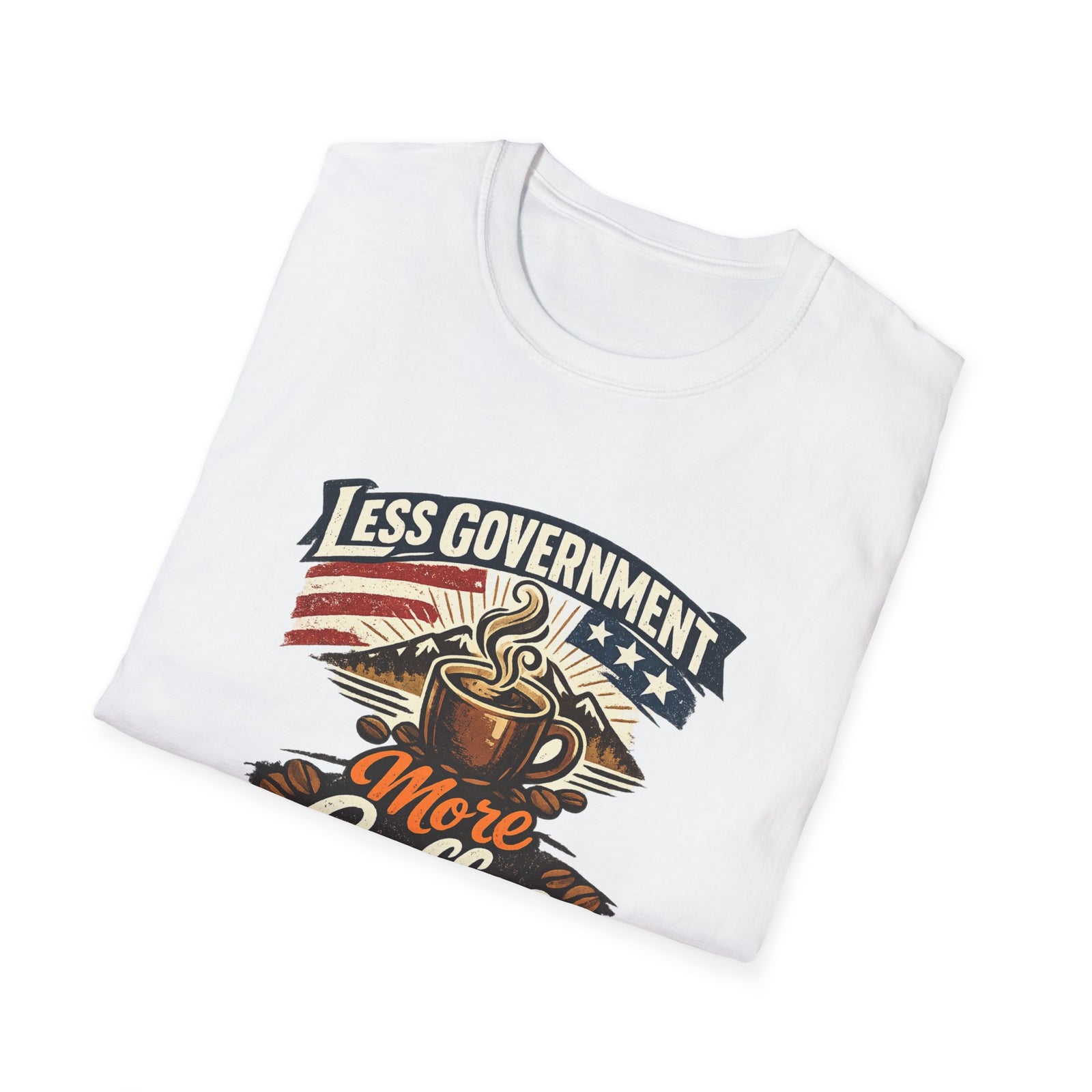 Less Government More Coffee T-Shirt — Patriotic Vintage Coffee Lover Tee