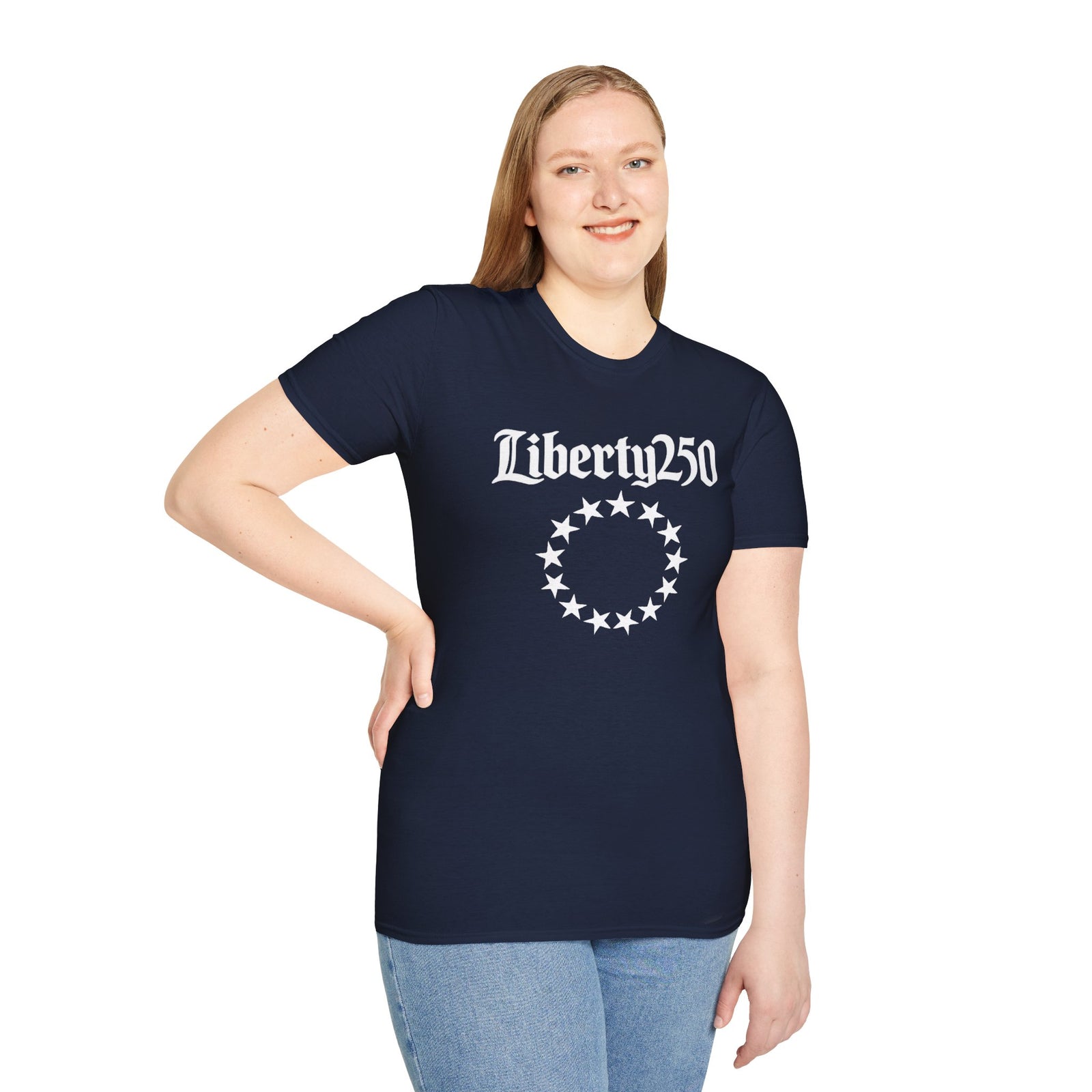 Liberty250 T-Shirt — Vintage Betsy Ross Star Circle Patriotic Tee