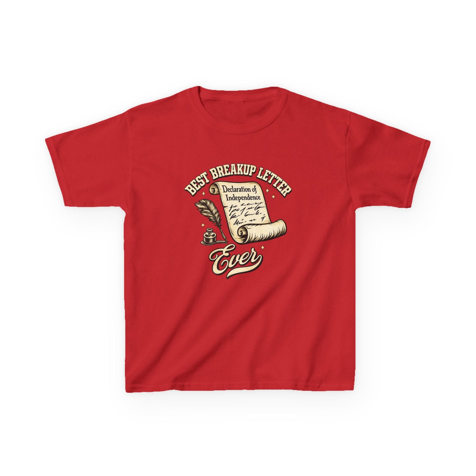 Kids T-Shirt – 'Best Breakup Letter Ever' Vintage Scroll Design