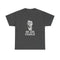 Dark gray t-shirt with a graphic of a person and 'WE ARE CHARLIE' text on a white background