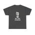 Dark gray t-shirt with a graphic of a person and 'WE ARE CHARLIE' text on a white background